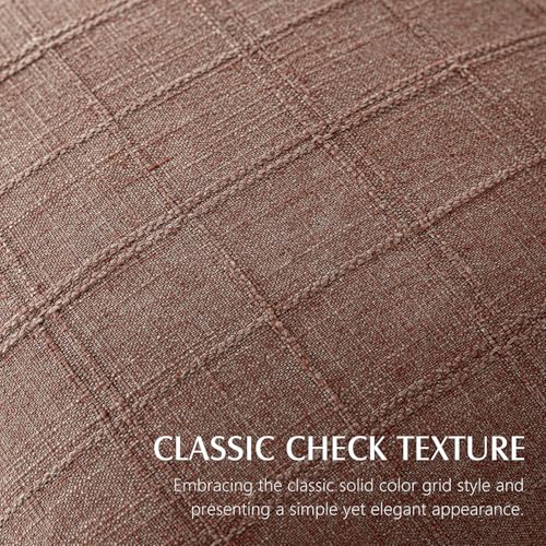 Image of Foindtower Set of 1 Decorative Linen Check Throw Pillow Cover Neutral Farmhouse Vintage Cushion Cover Modern Boho Home Decor for Sofa Chair Couch Bedroom Living Room,18x18 Inch,Autumnal Red