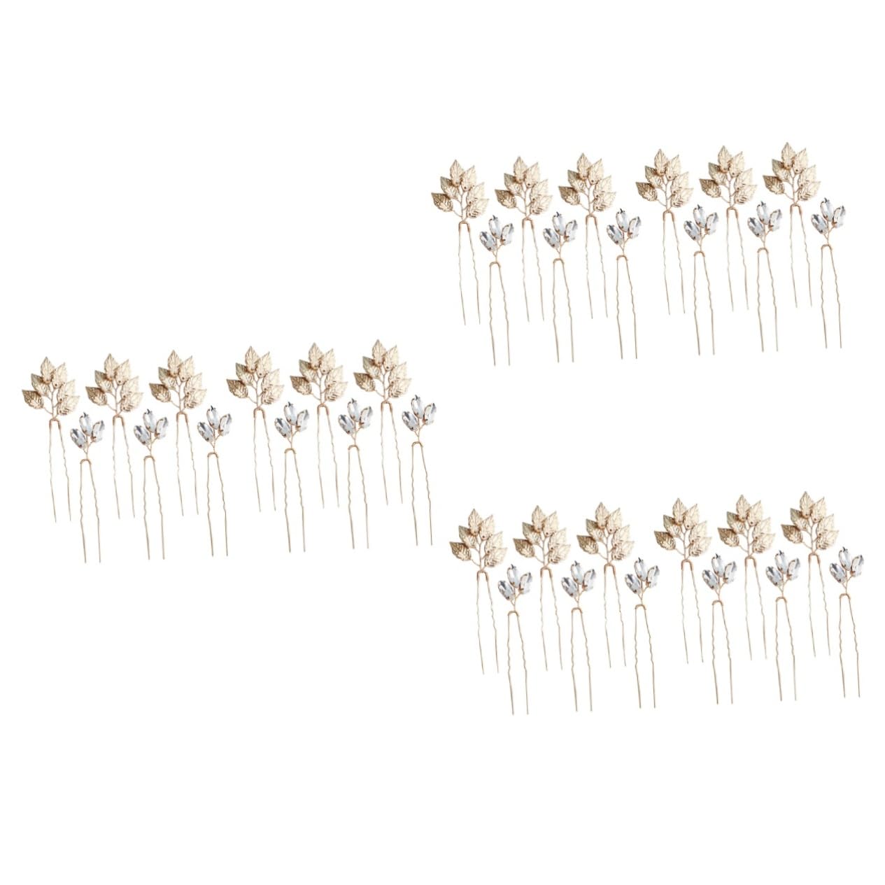FRCOLOR 3sets Braut Hochzeit Haar Weibliche Haar Zubehör Strass Legierung Blatt Haarnadel 2packs * 3