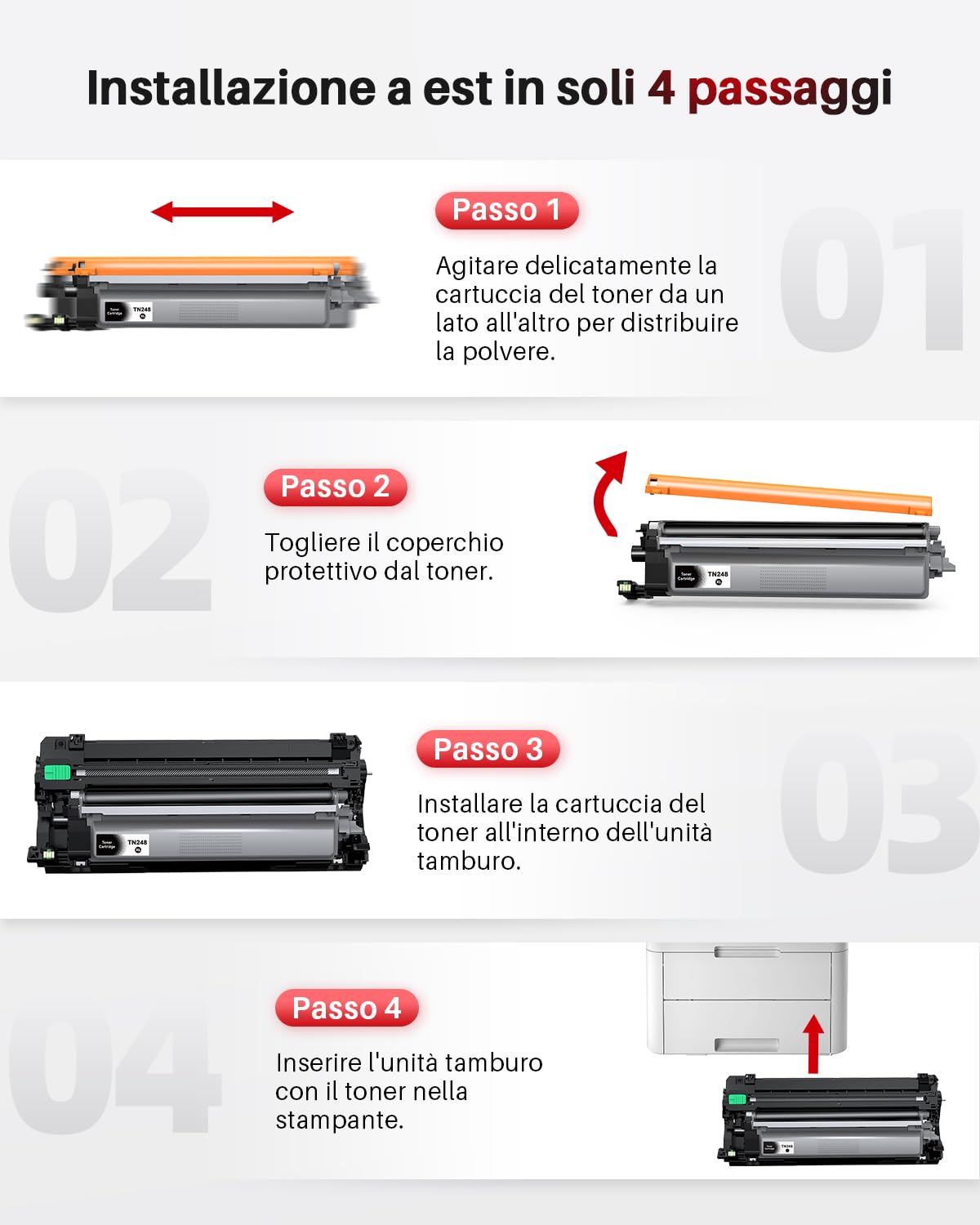 TN248XL TN248 Toner Compatibili per Brother TN 248 TN-248 | Compatibile perBrother MFC-L3740CDW MFC-L3740CDWE MFC-L3760CDW DCP-L3560CDW HL-L3220CW DCP-L3520CDW HL-L3240CDW Con chip