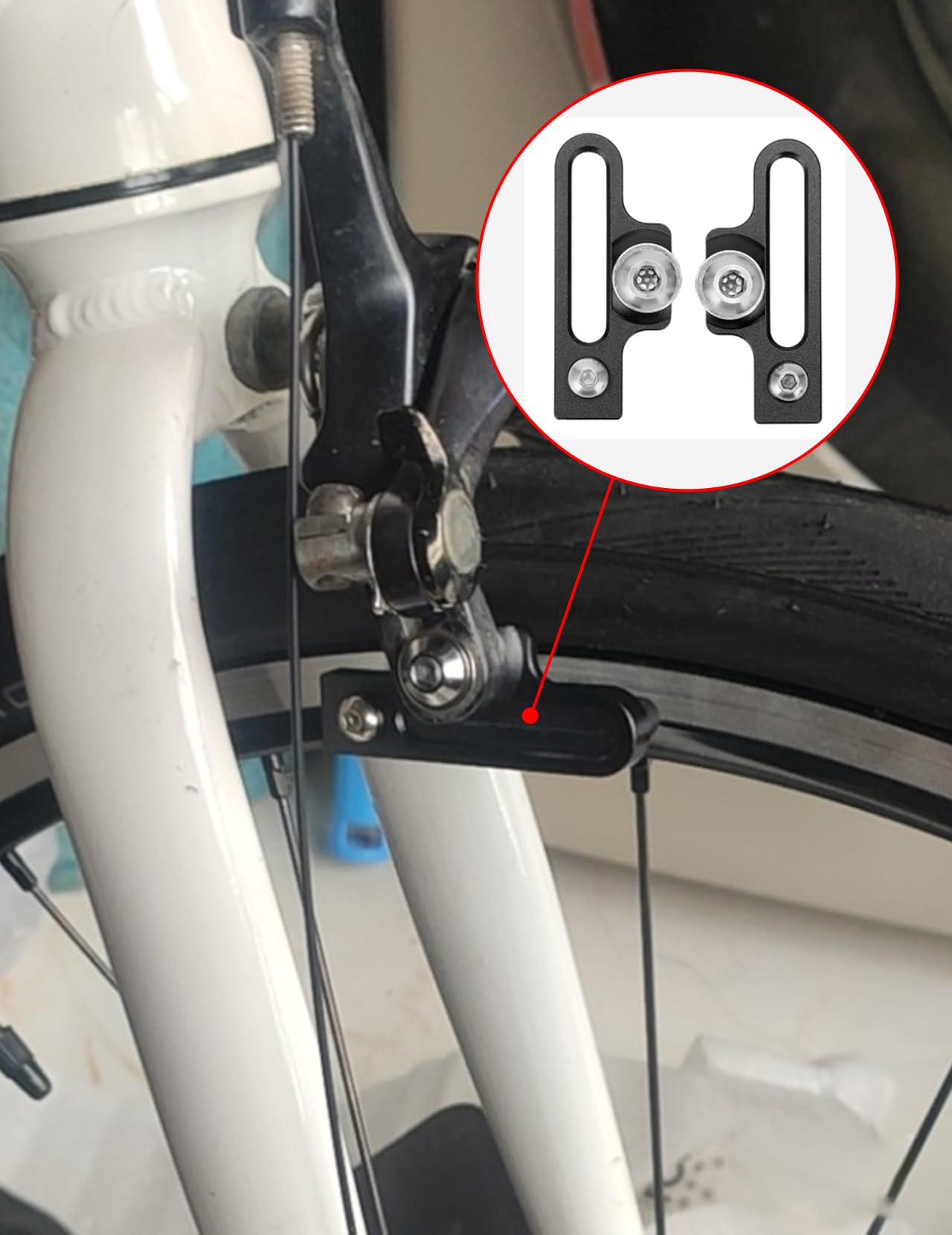 2 Sztuk Rower C Zacisk Klocek Hamulcowy, Przedłużenie Ze Stopu Aluminium C Adapter Zacisku Hamulce Rowerowe Klocki Hamulcowe Do Rowerów Szosowych(Czarny)