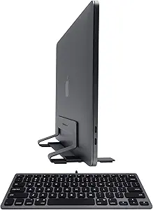 Macally Mini Space Grey Keyboard and an Adjustable Space Grey Vertical Laptop Stand, Classy Mac Accessories