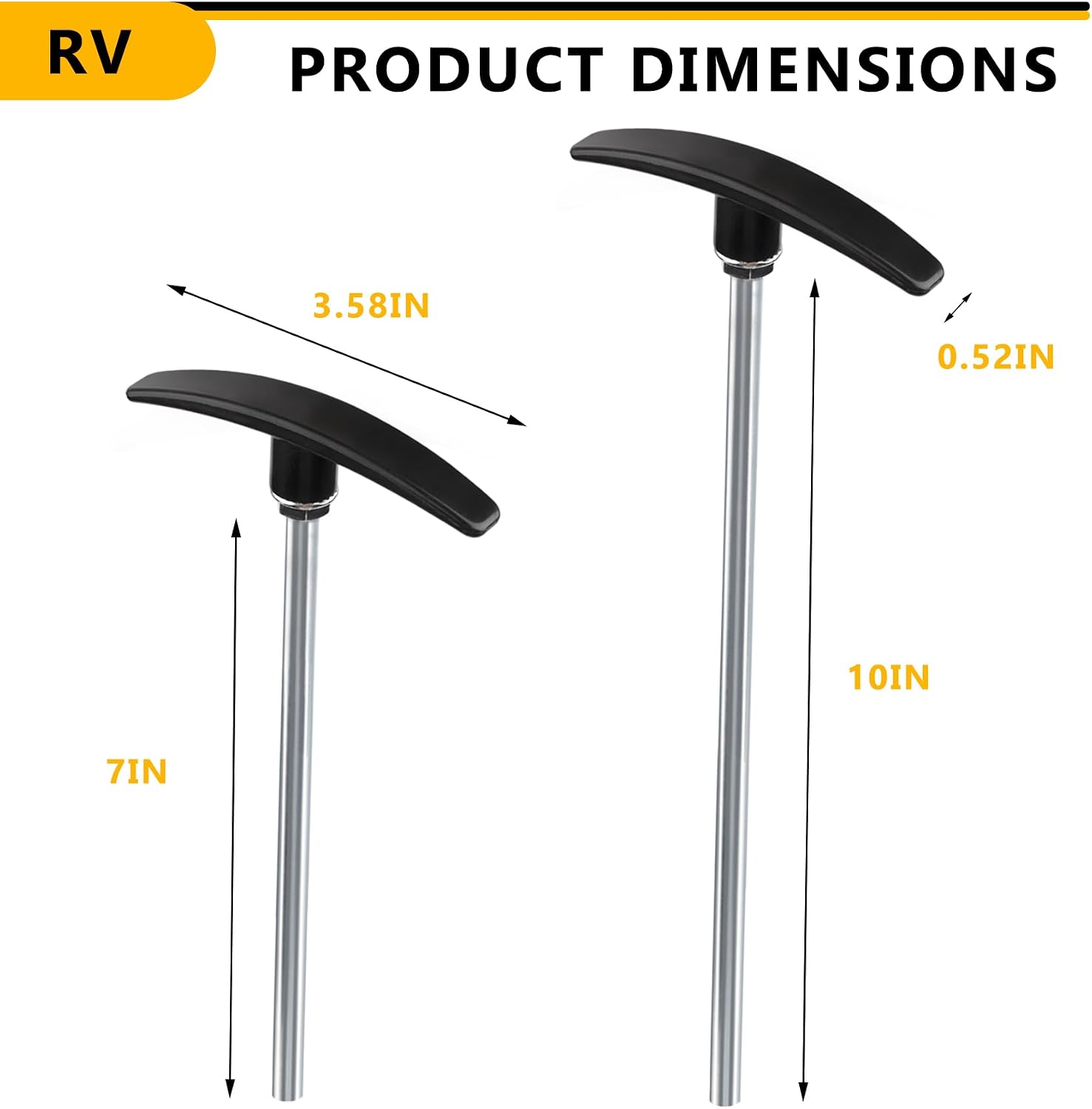 RV Sewer Waste Valve Extension Rod 7"&10",rv Black Tank Pull Valve Handle Replacement,Tank Valve Handle RV Dump Valve Handle Replacement Set Compatible with Other Standard Waste Gate Valves