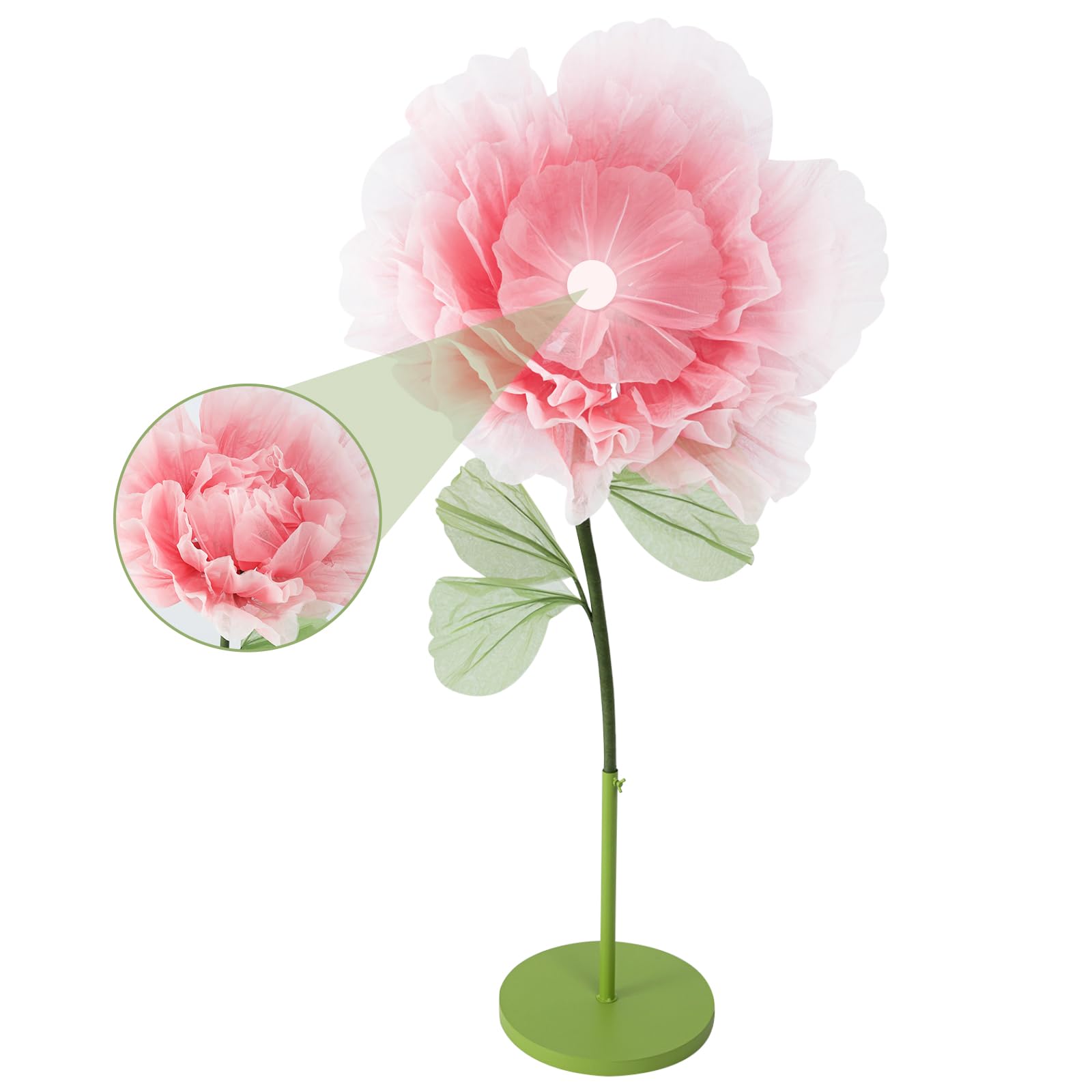 Fleur artificielle électrique géante de mariage en organza de prestige avec lumière