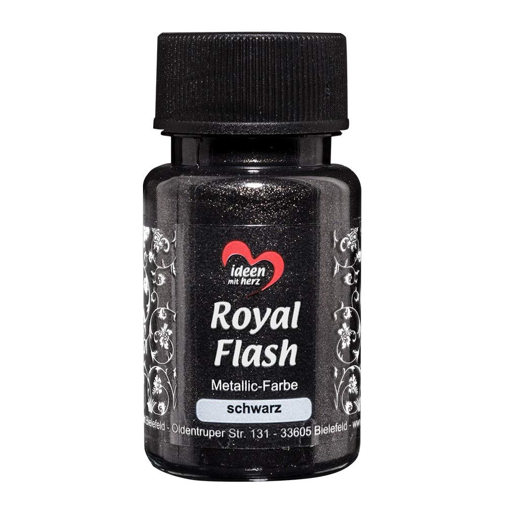 Ideen mit Herz pintura acrílica metalizada Royal Flash | con las partículas de brillo más finas | metálica | 50 ml (negro)