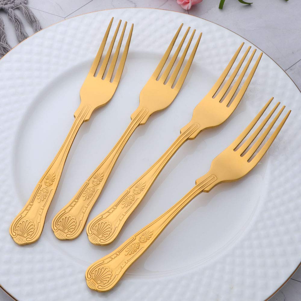 King Dessert Forks, Buyer Star Stainless Steel Gold Fork Set for Desserts Pasta Salad Pack of 12, 12 Dessert Forks - Image 2