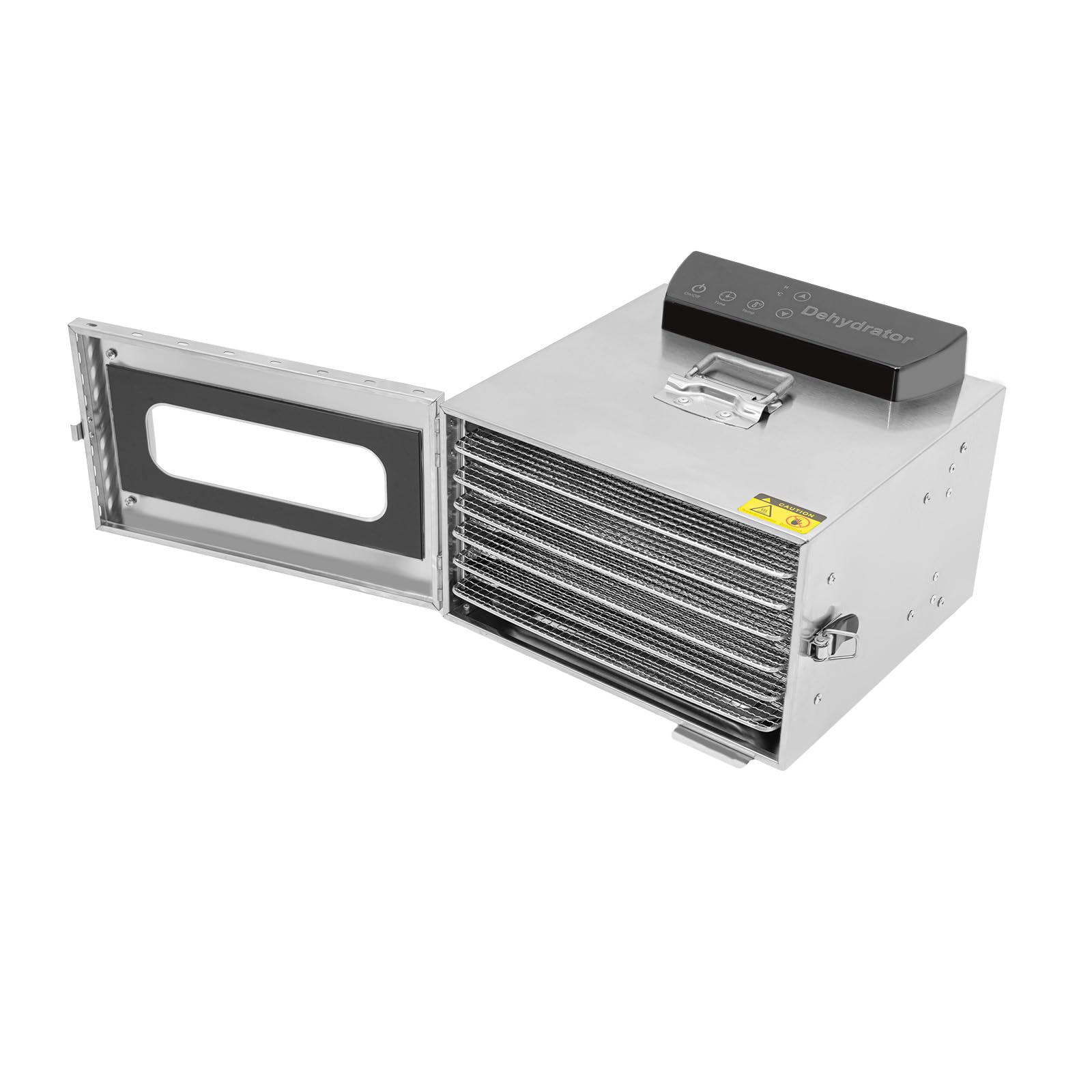 Deshidratador de Alimentos para el Hogar de 6/8/16 Pisos - Acero Inoxidable, Deshidratador de Frutas con Control de Temperatura 30-90℃ (A1-6 Niveles)