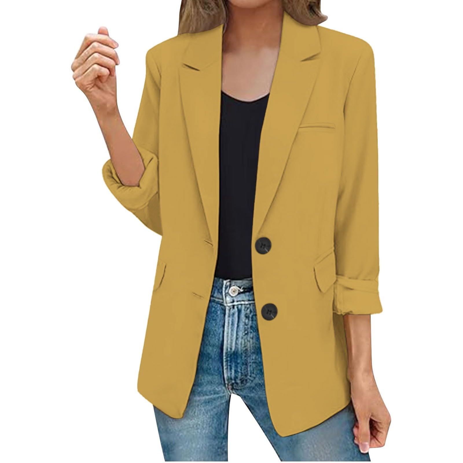 Blazers for Women Business Casual Open Front Lapel Collar Long Sleeve Suit Jackets Lightweight Teacher Work Outfits