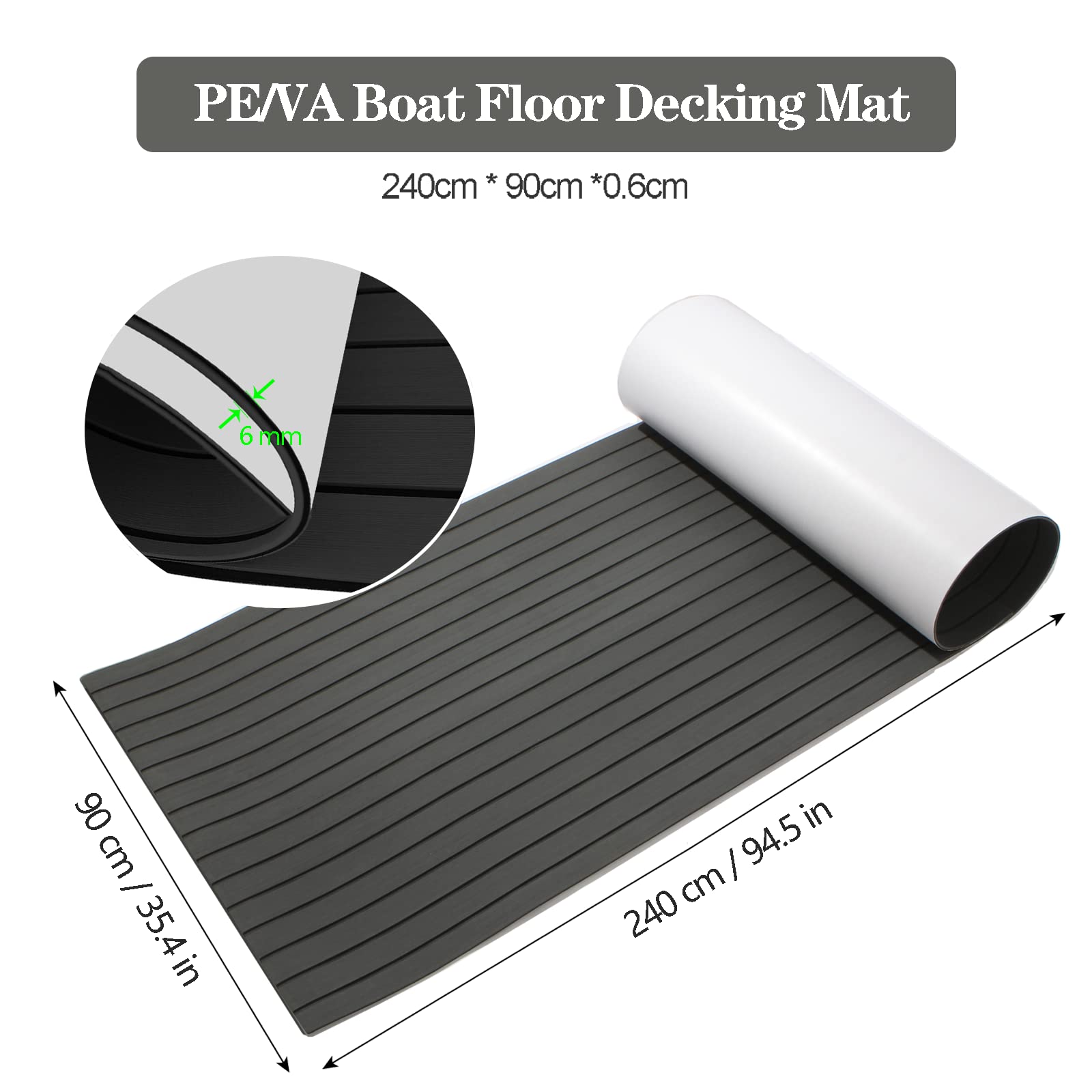 Suelo para Barco, Suelo Teca Barco, Hoja de Cubierta de yate, Teca Sintetica Barco, EVA para Barco para Yates, para Kayak, Barco de Motor, Pisos de RV, Piscina (240 x 90cm)