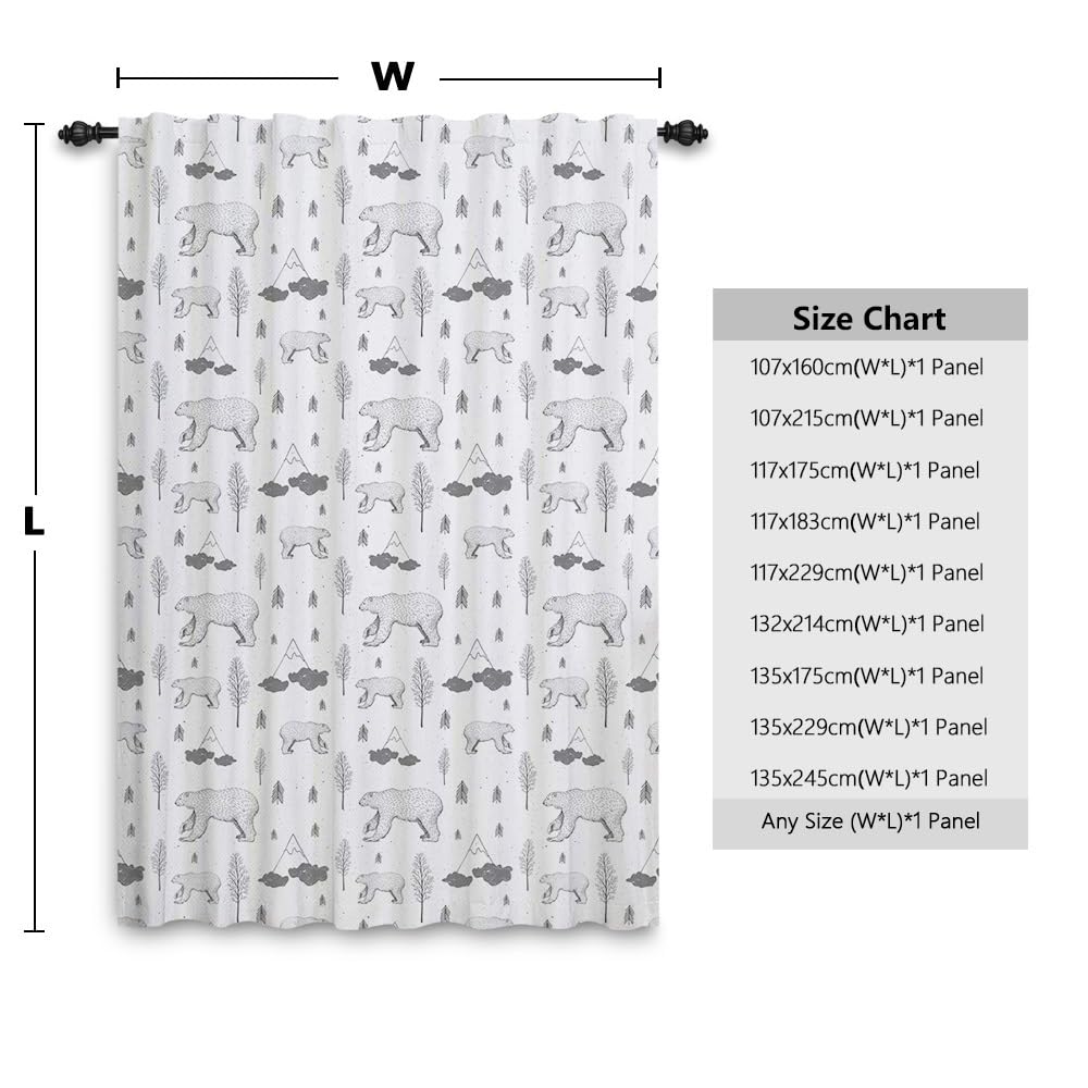 135x245cm Rideau à Passe-Tringle Motif Animal animé pour Chambre d'enfant Ours Polaire Montagne Dessin Filtrage la lumière Intimité Rideaux pour fenêtres Salle Jeux Salon,1 Panneau Simple