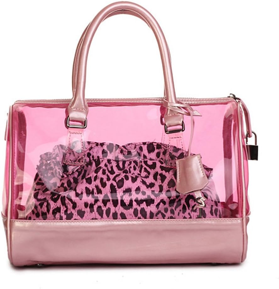 Hoxis Glamorous Doctors Style Transparent Satchel 2 in1 Leopard Candy Hand Bag