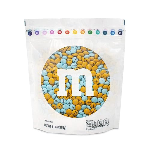 M&M'S Bautismo de chocolate con leche para niños caramelos  5 libras de caramelo a granel con clip impreso cruzado, perfecto para regalos de