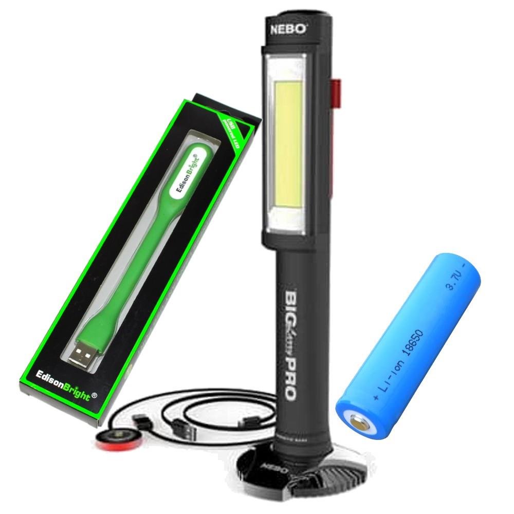 nebo flashlight 6640 Nebo Rechargeable Big Larry Pro 500 Lumen Flashlight/worklight 6640 COB LED  Magnetic Worklight with EdisonBright USB Powered Reading Light Bundle: Buy  Online at Best Price in UAE