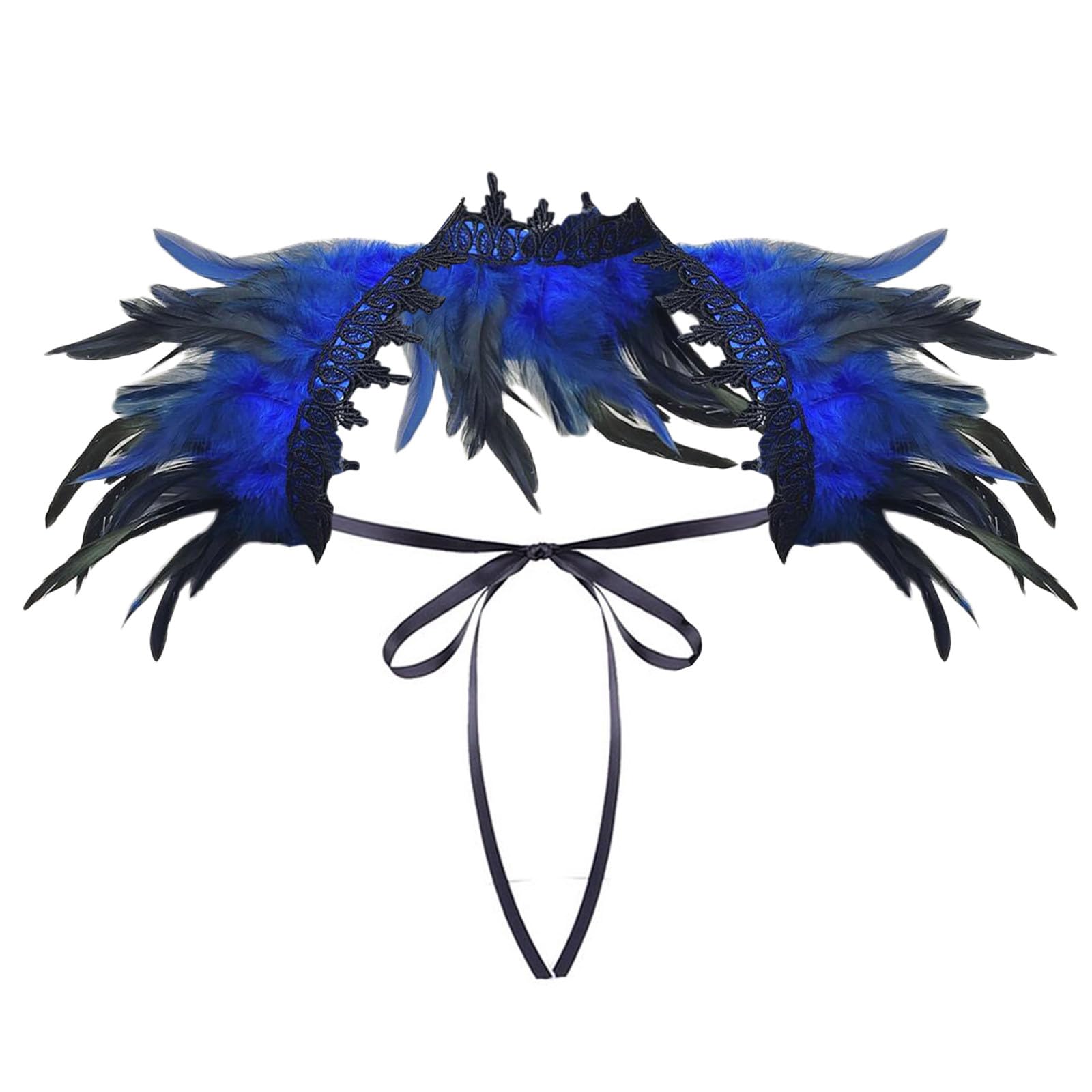 ABOOFAN Feder-Maske Auf Stab – Weiß, Mit Spitze, Für Karneval, Cosplay & Bälle