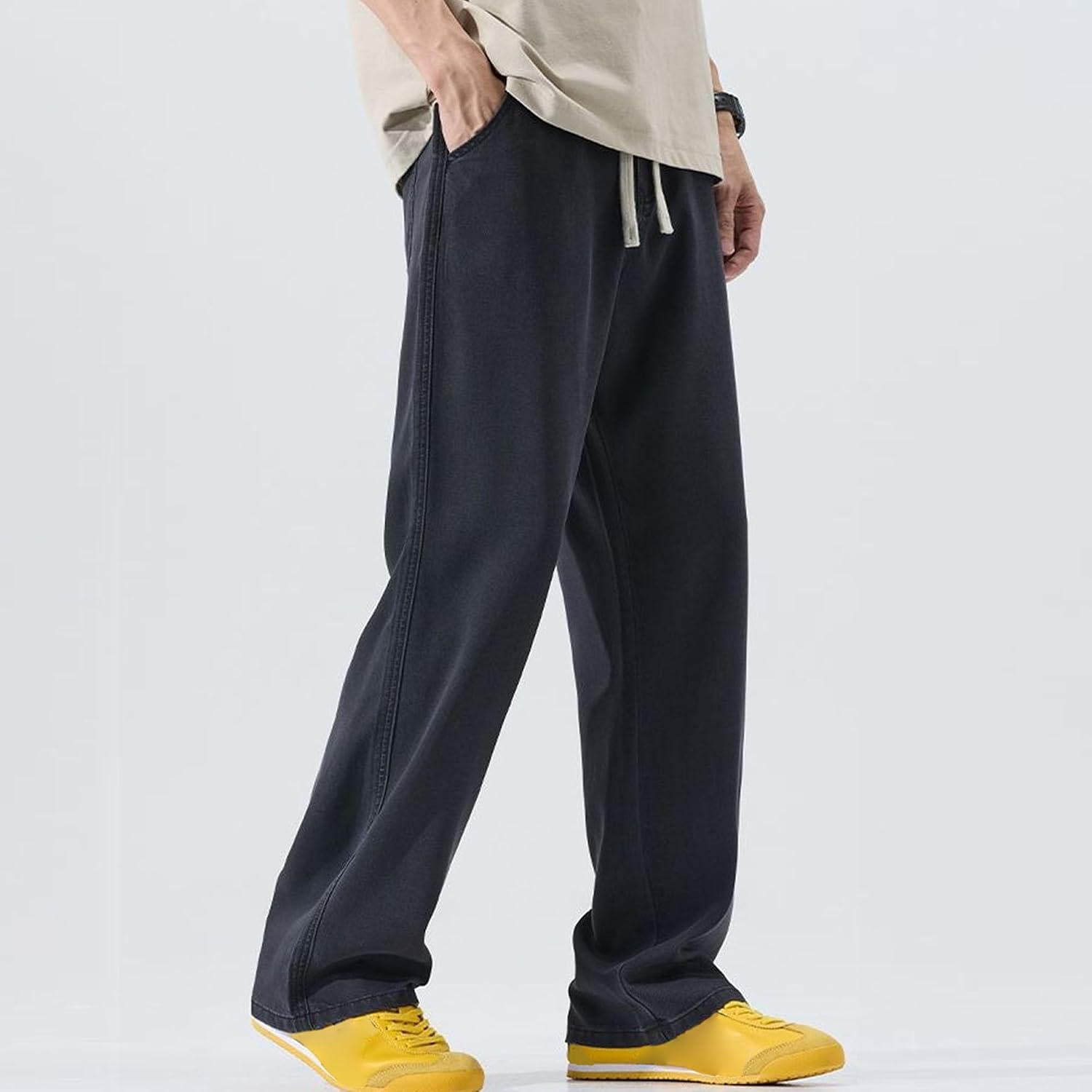 Men Wide Leg Y2k Baggy Jeans Streetwear Denim Washed Hip Hop Pants Casual Loose Fit Trousers Streetwear