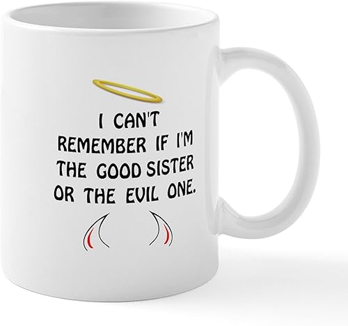 Miniatura 7 de CafePress Good Evil Sister Mug 11 oz (325 ml) Ceramic Coffee Mug White/Pink Inside,White,White/Black Inside,Interior blanco/azul.,White/Navy