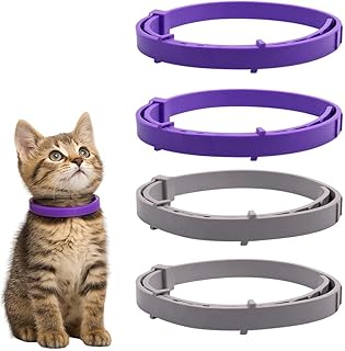 4 Pièces Collier pour Chat, Colliers pour Chat, Collier Anti Stress Chat, Collier Apaisant pour Chats avec Phéromones Naturelles Valériane Collier Calmant Réglable Imperméable