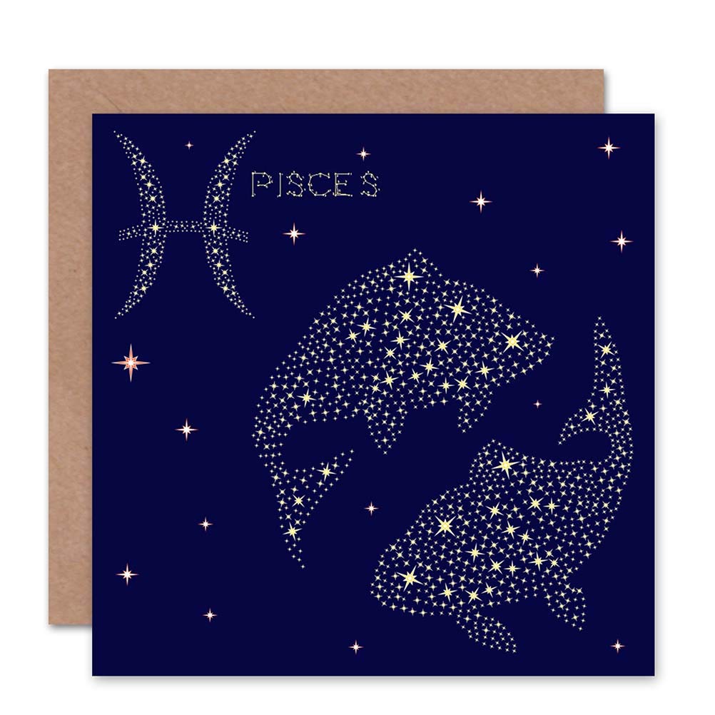Wee Blue Coo Blue Wee Coo Astrology Pisces Star Sign Constellation Blank Greetings Birthday Card Art