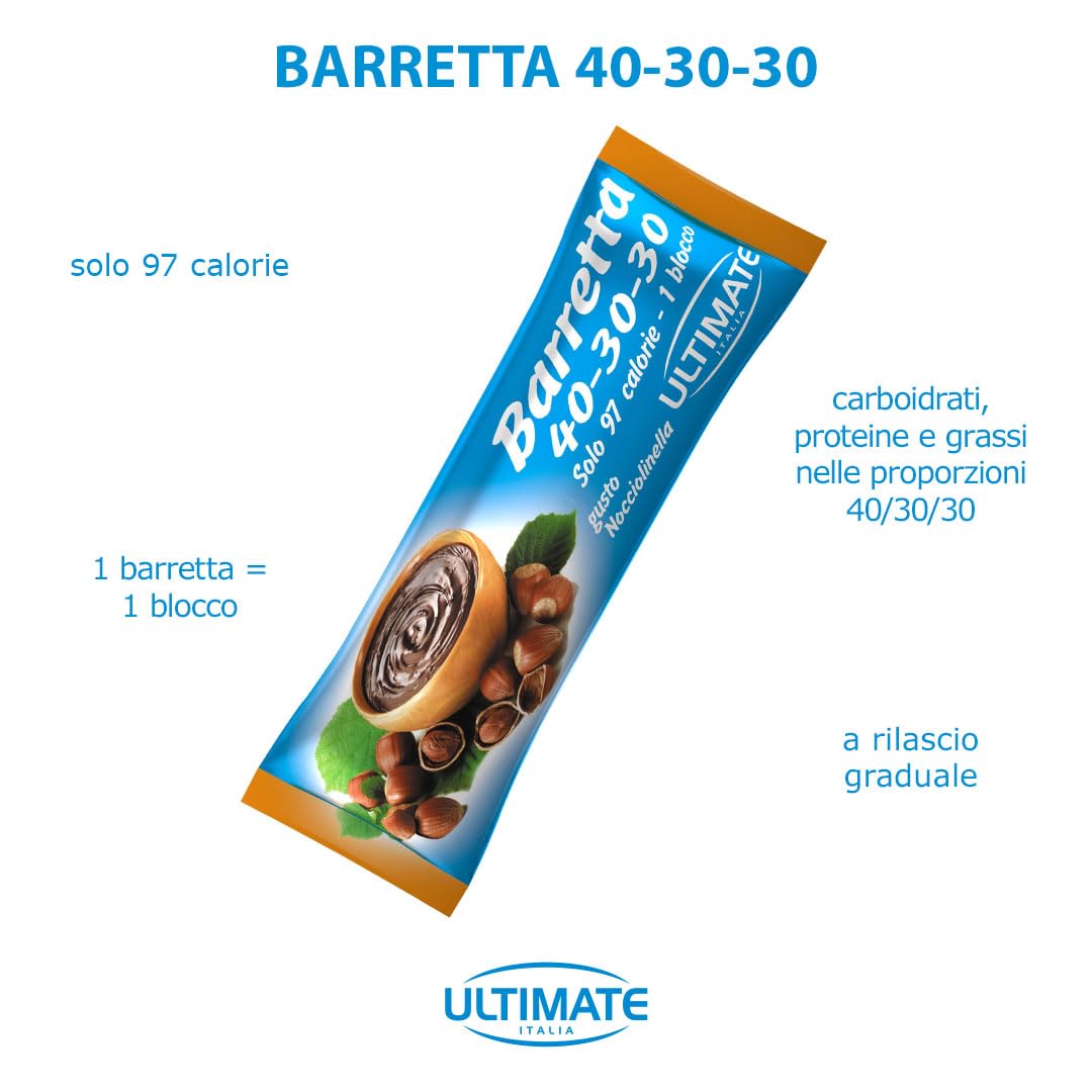 Barrette 40-30-30, Indicata per la Dieta a Zona, Nocciolinella, Scatola da 30 pz, 810 Grammi