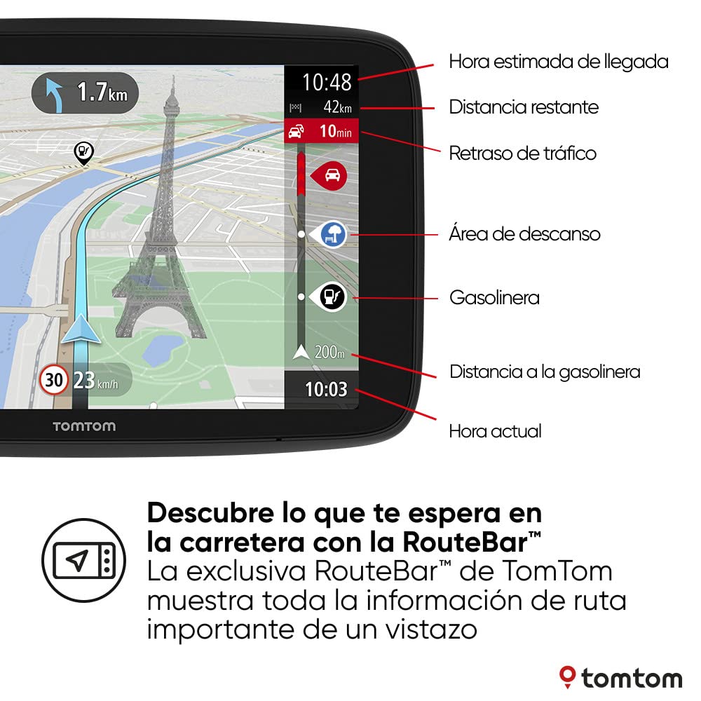 Tomtom GPS para Coche GO Navigator, 6 Pulgadas, información del tráfico en Tiempo Real y Prueba de alertas de radares de tráfico, mapas del Mundo, actualizaciones vía Wi-Fi