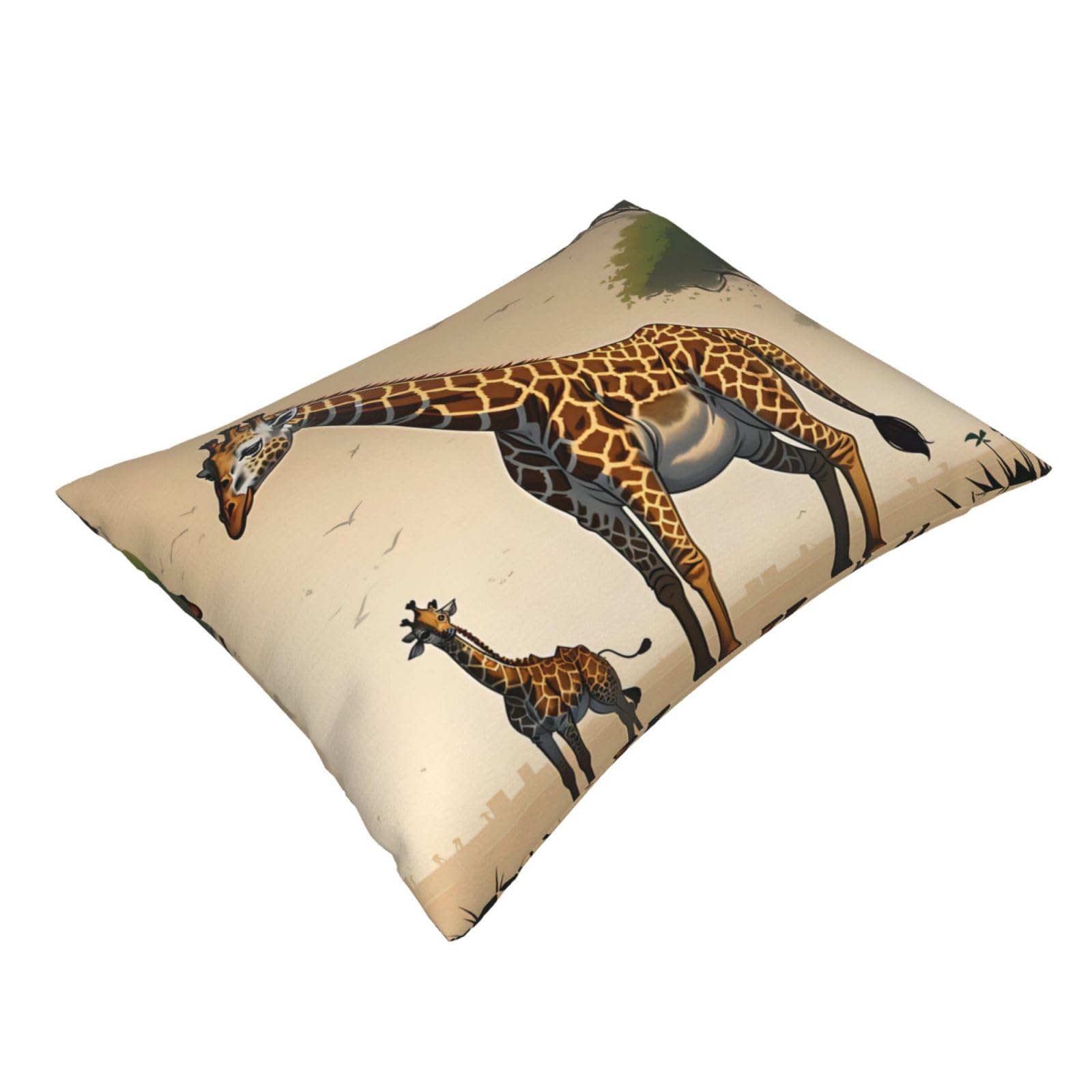 WBQLSL Mother and Child Giraffe Printed Pillowcase - 16 * 20 inches, Invisible Zipper, Breathable and Soft Pillowcase,