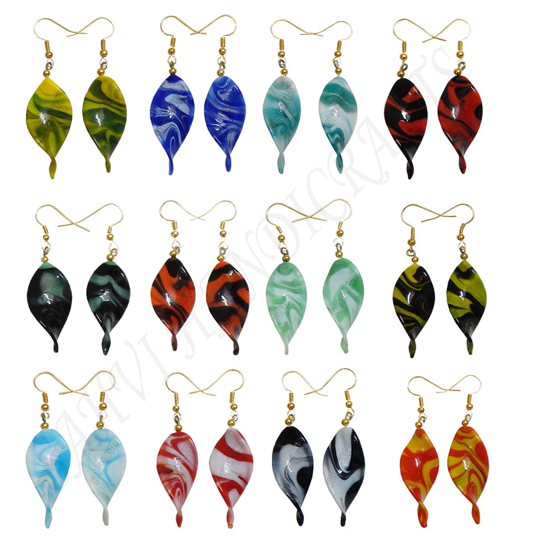 SAHVI HANDICRAFTS Earrings Combo Girls/Womens Twisted Leafe Shape Glass Bead Dangle Earrings Combo Set Pack of 12 Pairs (Multicolour) (B08WZ28QJW) Amazon Price History, Amazon Price Tracker
