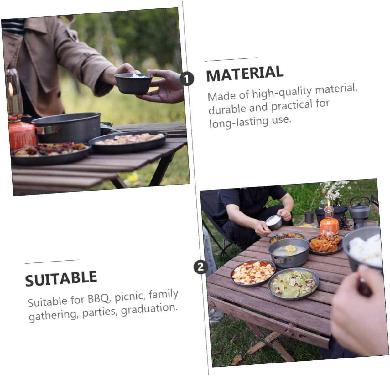 Beavorty Outdoor Camping Food Plate Aluminum Alloy Bbq Snack Tray Portable Picnic Serving Dish for Hiking and Travel