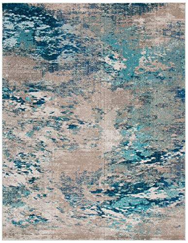 SAFAVIEH Madison Collection Area Rug - 9' x 12', Blue & Grey, Modern Boho Abstract Design, Non-Shedding & Easy Care, Ideal for High Traffic Areas in Living Room, Bedroom (MAD440M) - Image 2