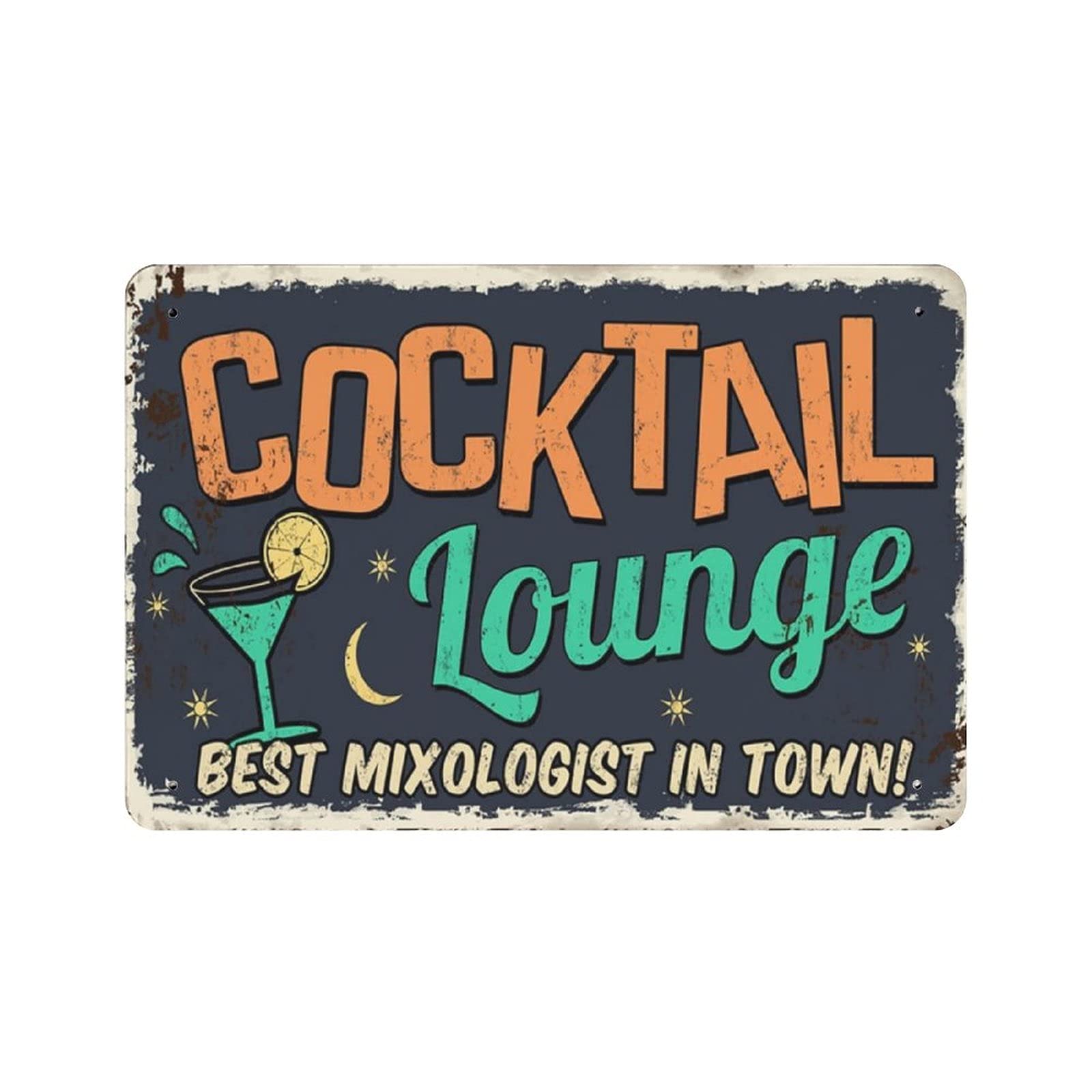 rayprint Metal Tin Sign Cocktail Lounge Vintage Tin Poster Metal Sign Wall Decoration Country Kitchen Home Garage Decor 8"x12"