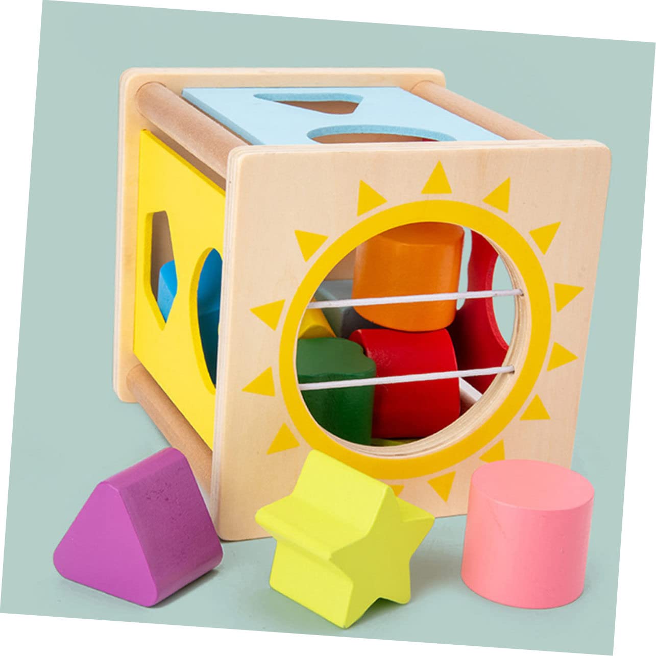 TOYANDONA Juguete de Bloques de Construcción Geométrica Caja de Inteligencia Forma de Sol y Estrella Juguete Geométrico para Preescolares de Bloques de Construcción para Educación Temprana