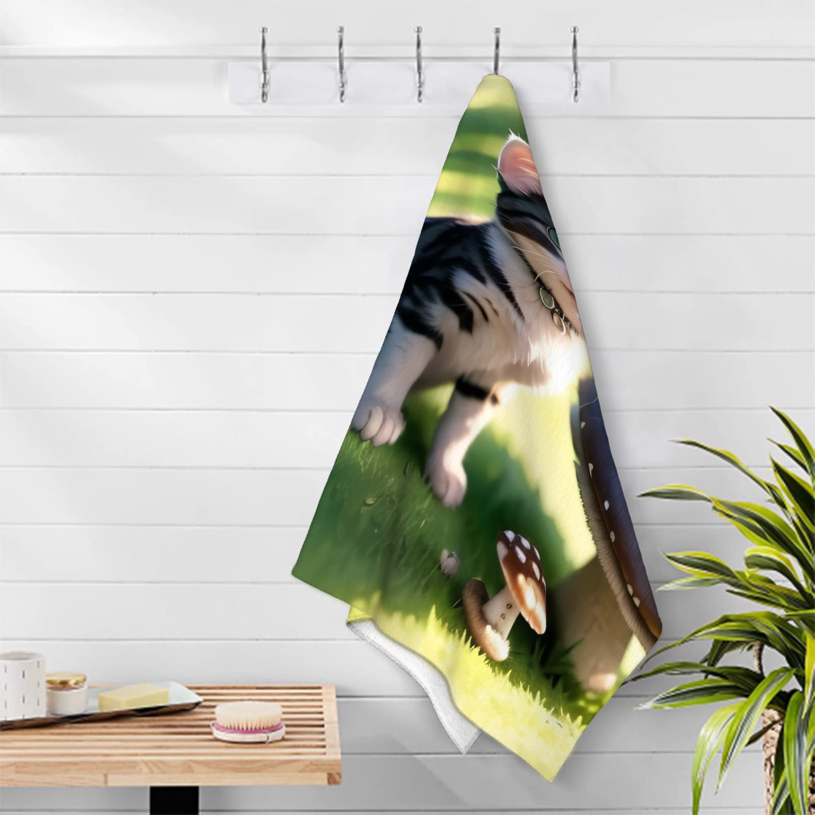 Serviette de Plage 100x200 Chat 3D, Femme Homme, 3D Mignonne Serviette de Bain Grande Microfibre Séchage Rapide Absorbant Drap de Plage pour Bain Voyage Camping