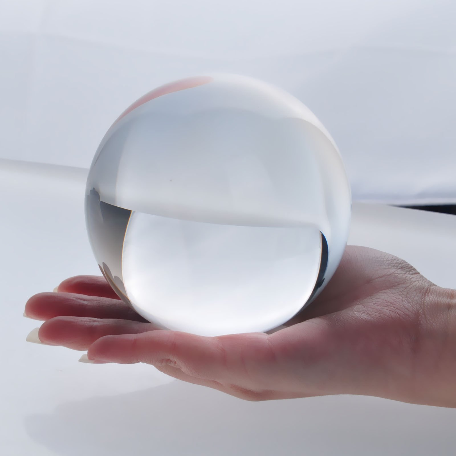 【SALE】クリスタルバー【水晶】 Fuzed Quartz Clear Crystal Sphere Gazing Ball with Wooden Stand in