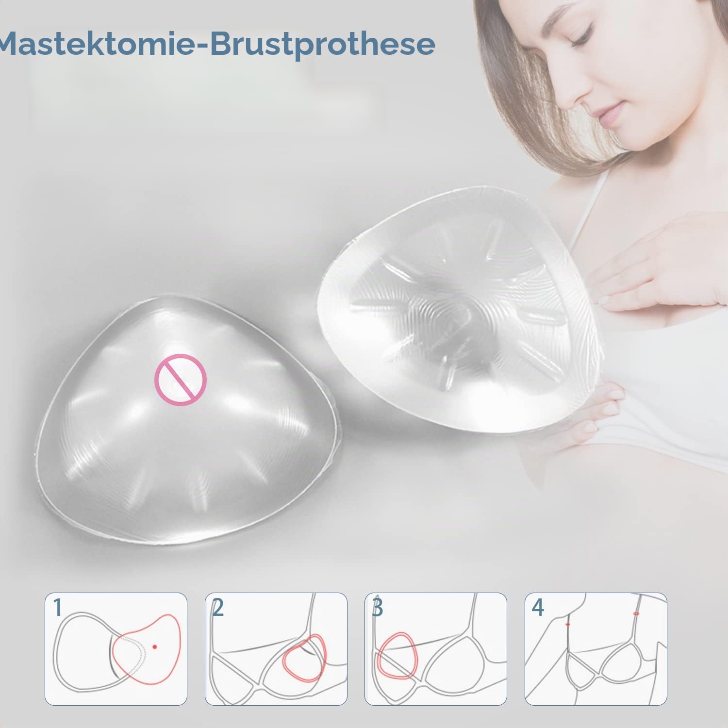 Mastektomie Silikon Prothese für Frauen,Triangle Brustform Konkave Prothesen Silikonbrüste BH Pad Enhancer Einlagen Cup C(1 Stück)