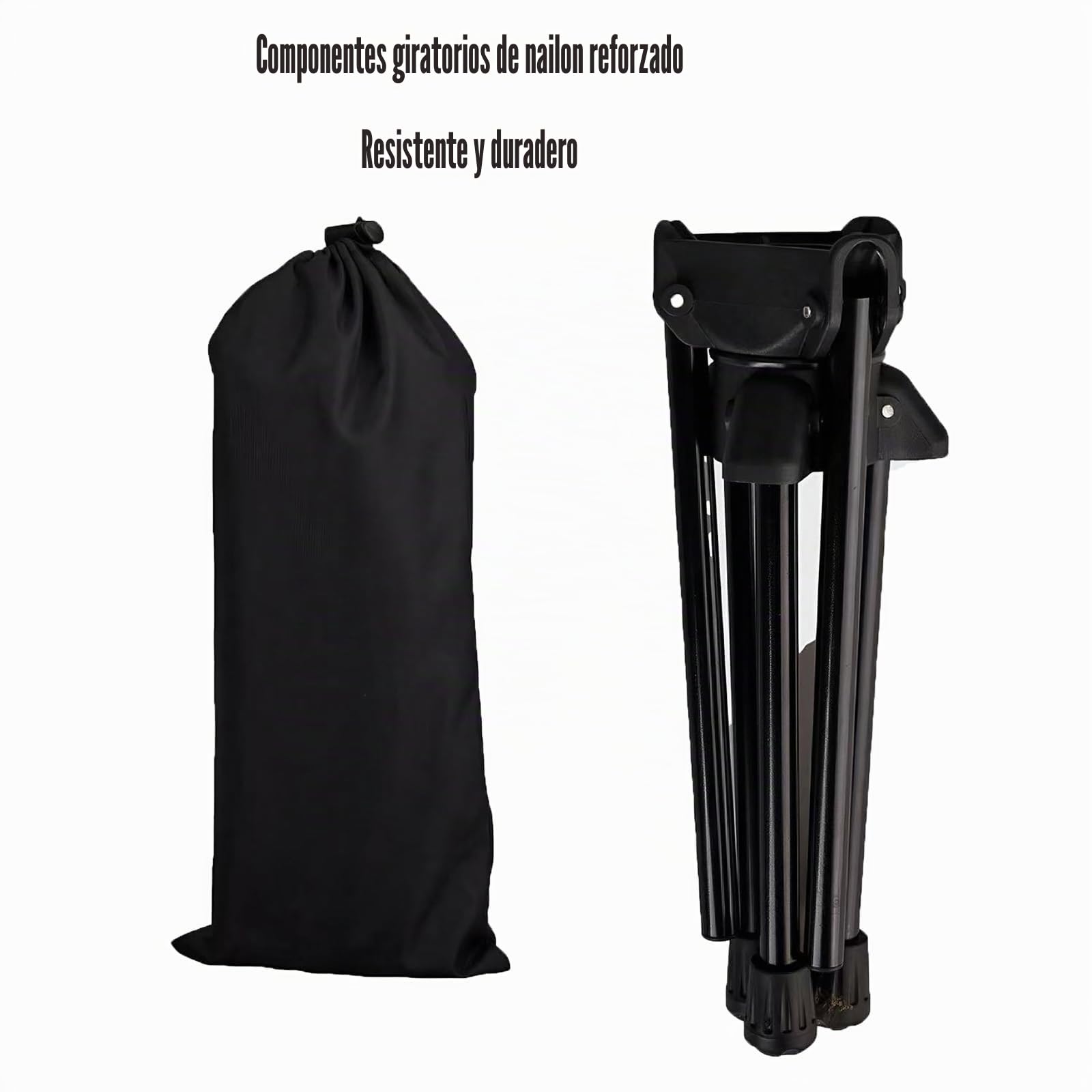 NEWFUN Taburete Plegable Camping Fácilmente Plegable para un Transporte Cómodo. Ideal para Acampar, Cazar, Hacer Senderismo y Pescar. Color Negro. Capacidad de Peso: 100 Kilogramos.