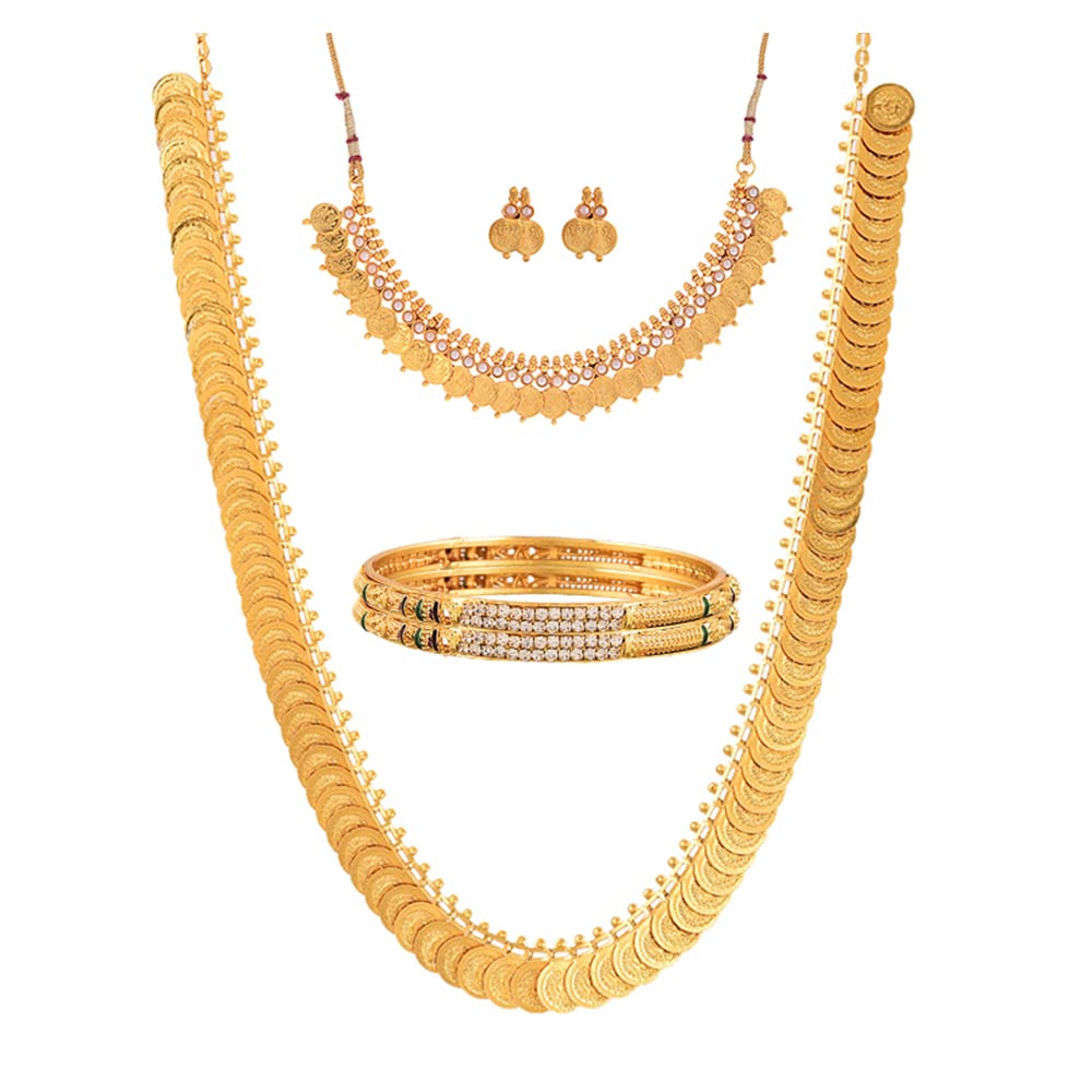 KENNICE Gold-Plated Traditional Haram Necklace & Temple Coin Choker With Earrings, Brass Bangles Jewellery Set For Women & Girls (B09NQ1C8FN) Amazon Price History, Amazon Price Tracker