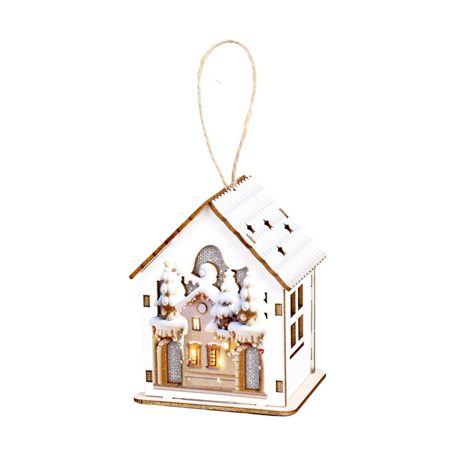 KAQNTUD Luminous Wooden Hut Decoration Christmas Tree Hanging Decoration for Mantles Indoor and Outdoor Christmas Decoration