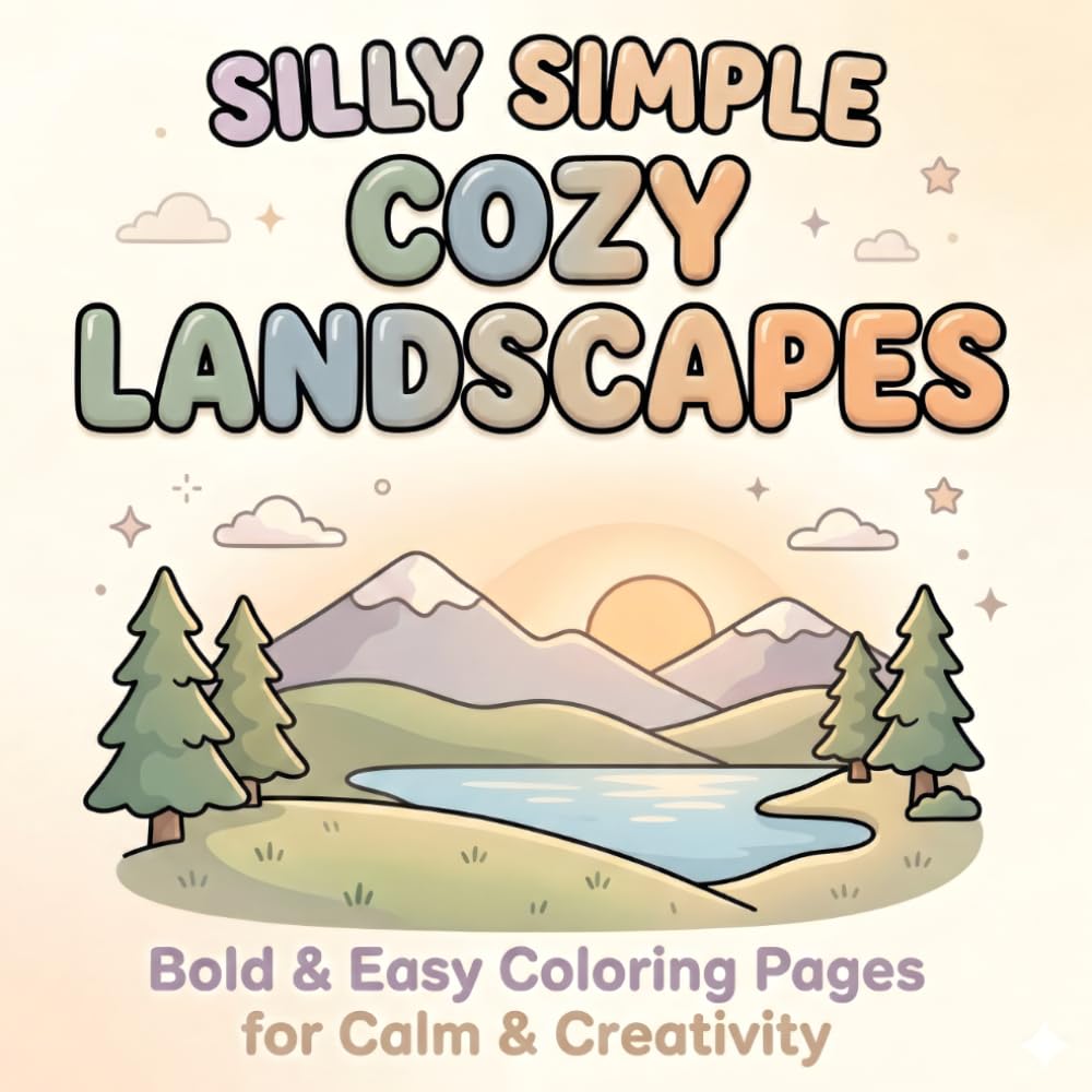 Silly Simple Landscapes: Coloring Book for Adults and Teens, Bold and Easy Landscape Designs for Relaxation and Fun (Bold & Easy Coloring): Simple ... Coloring for Adults (Silly Simple Coloring)