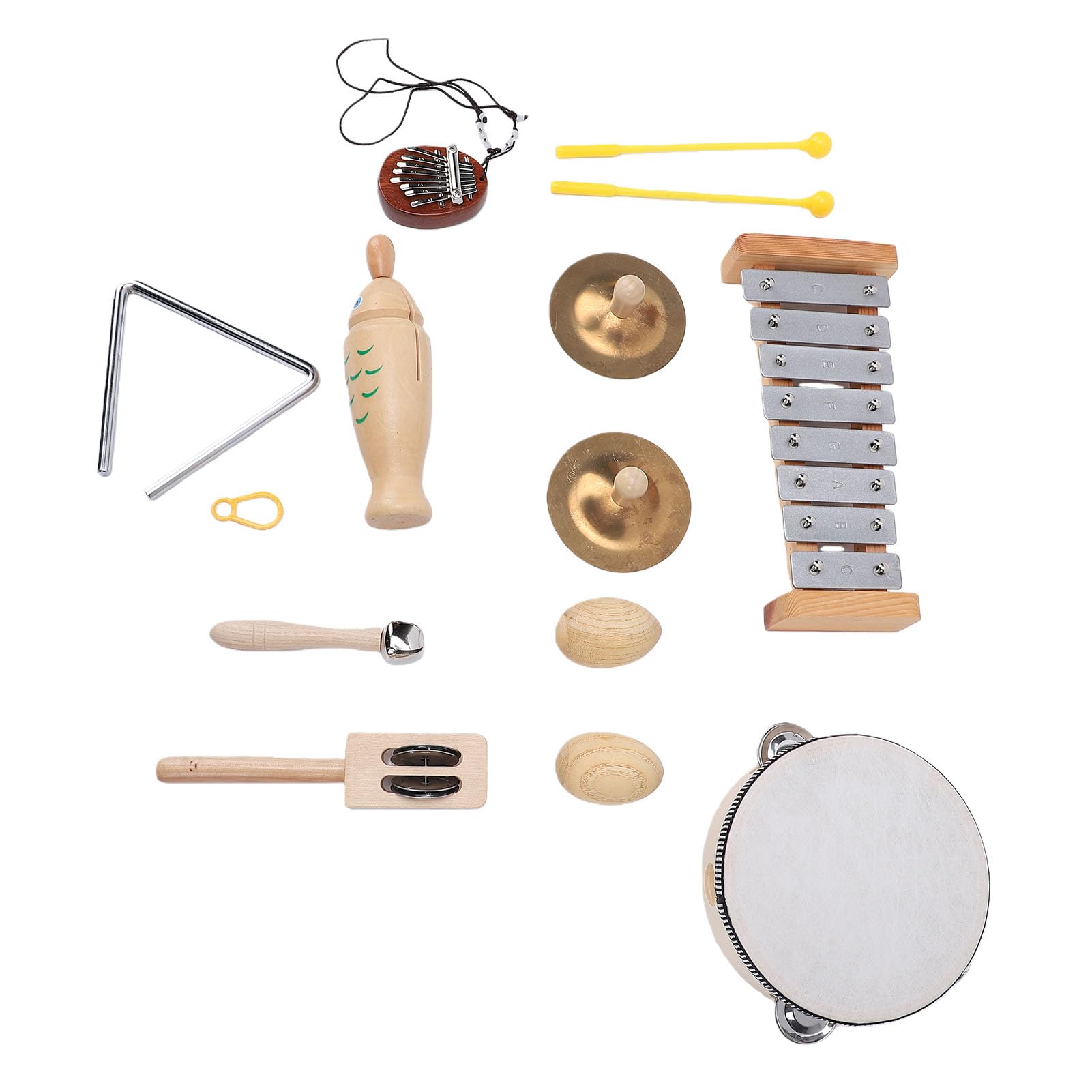 SEAFRONT Holz-Musikspielzeug-Set, Holz-Schlaginstrumente-Set, -Musikinstrumente für Kinder ab 3 Jahren, mit Xylophon, Tamburin, Trommel, Maracas für Kleinkinder, Früherziehung,
