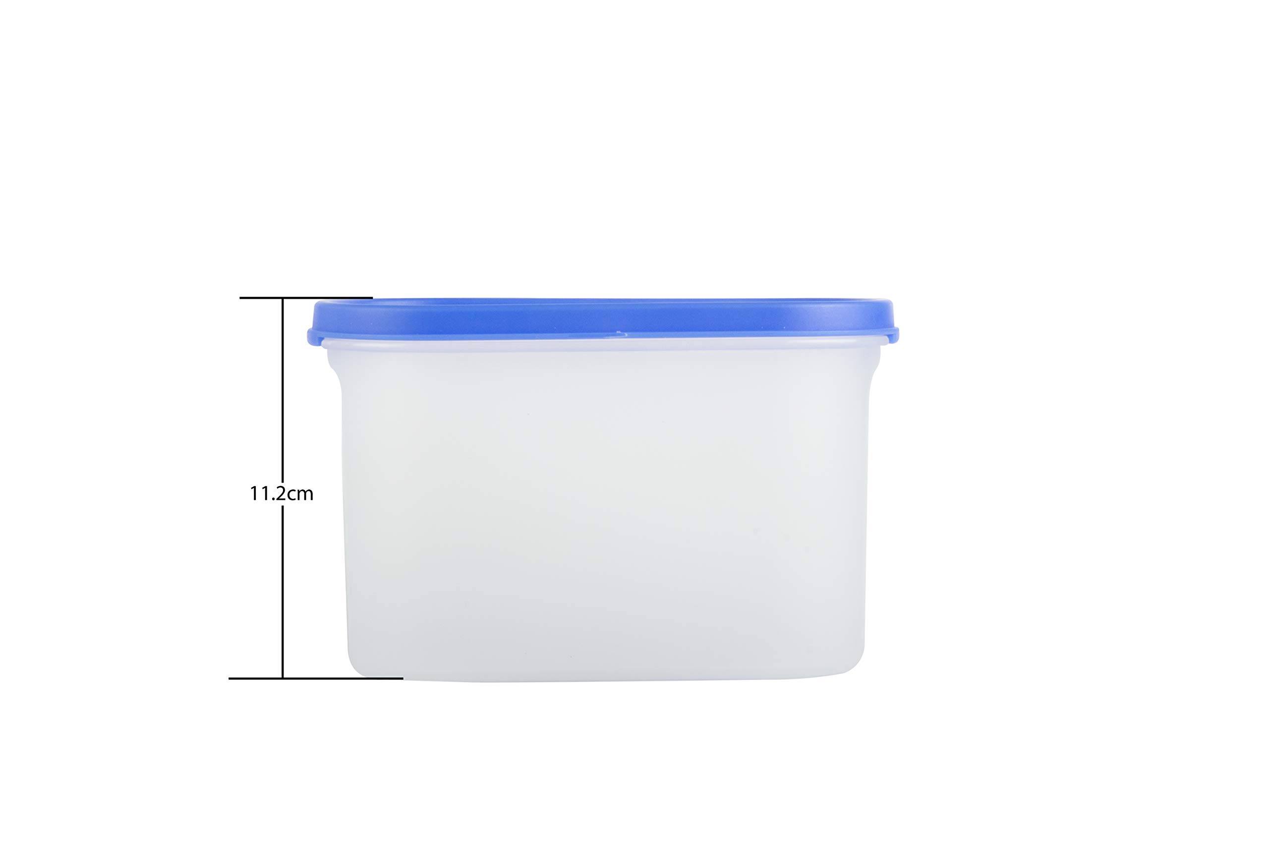 Cutting EDGE 360 View Clear-Top 3 Line Modular Containers Oval Set for Rice, Dal,Atta, Flour, Cereals, Pulses, Snacks, Stackable (1200 ML) Set of 6 - Blue Lids 4