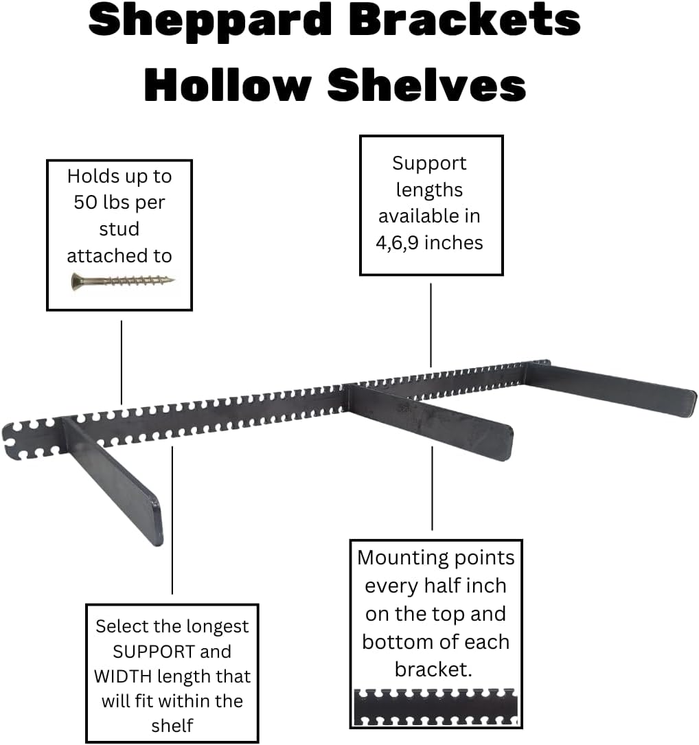 Floating Hollow Shelf Bracket-Sheppard Brackets-Sheppard System-Heavy Duty Floating Hollow Shelf Bracket-1 1/4 inch Backplate (34, 6 inches)