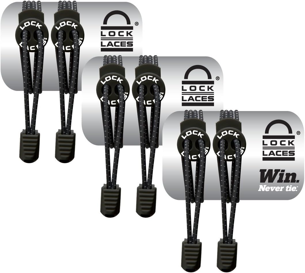 Lock Laces Elastic No Tie Shoe Laces (Multipacks) One Size Fits All, for Kids and Adults, Elastic No Tie Shoe Laces