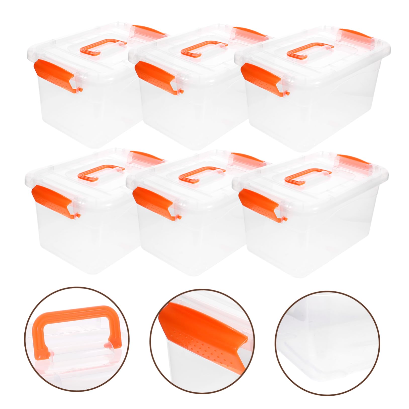 GLEAVI Cajas de Almacenamiento Transparentes 3l, 6 Piezas Grandes Tapa y Asa, Caja Organizadora de Plástico Resistente para Hogar y Cocina, Contenedores Portátiles para Uso Diario