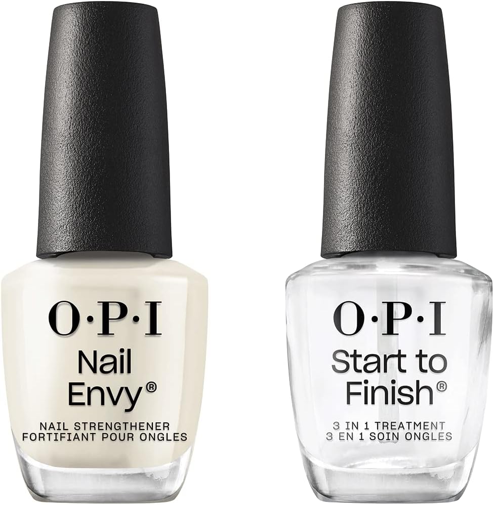 Nail Envy, 0.5 fl oz and OPI Start to Finish, 3-in-1 Treatment, Base Coat, Top Coat, Nail Strengthener, 0.5 fl oz