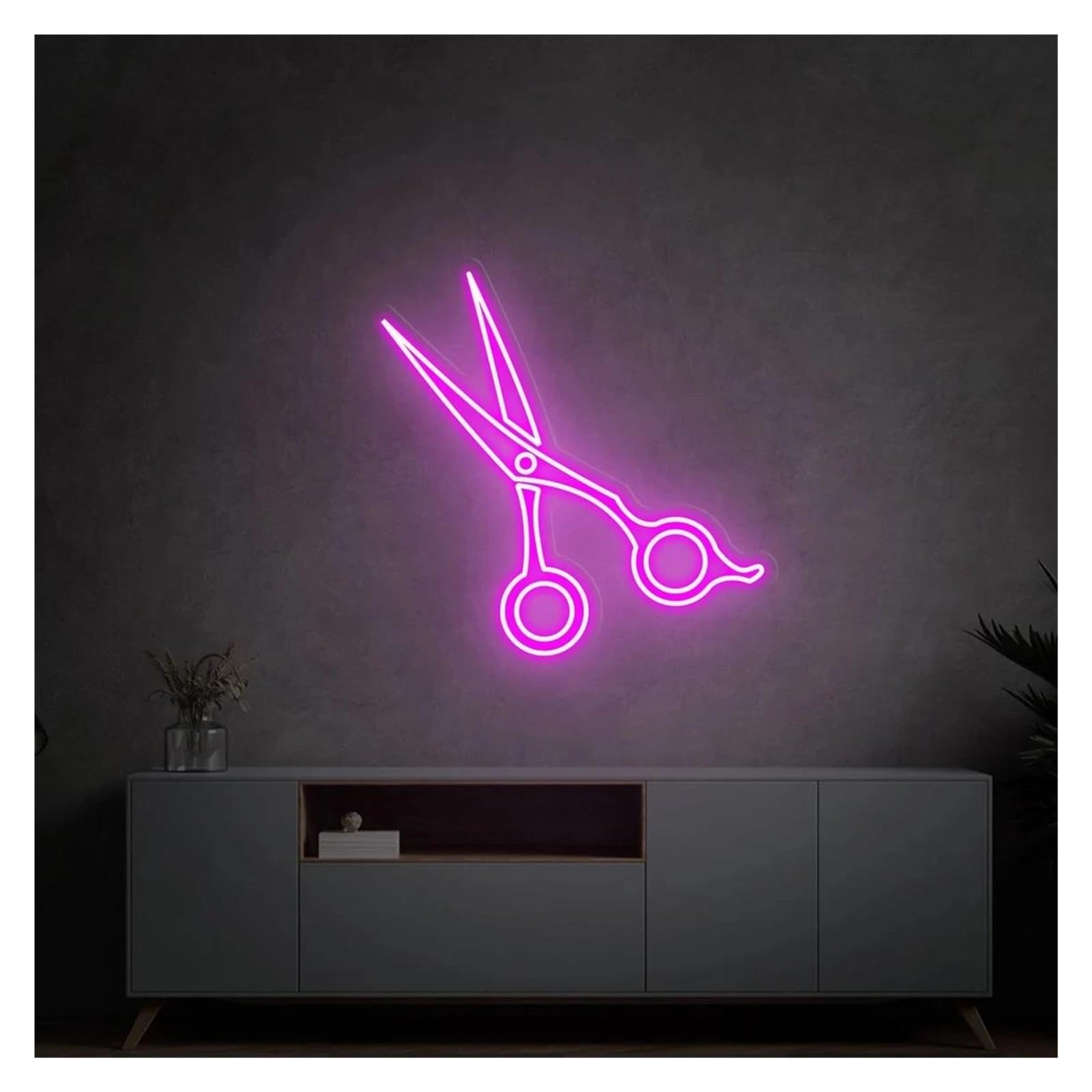 LEMST Signs Lamp Scissors Neon Signs USB Powered Adjustable Brightness Scissors Neon Lights, Suitable for Barber Shop Hanging Decor(D,45cmx50cm)