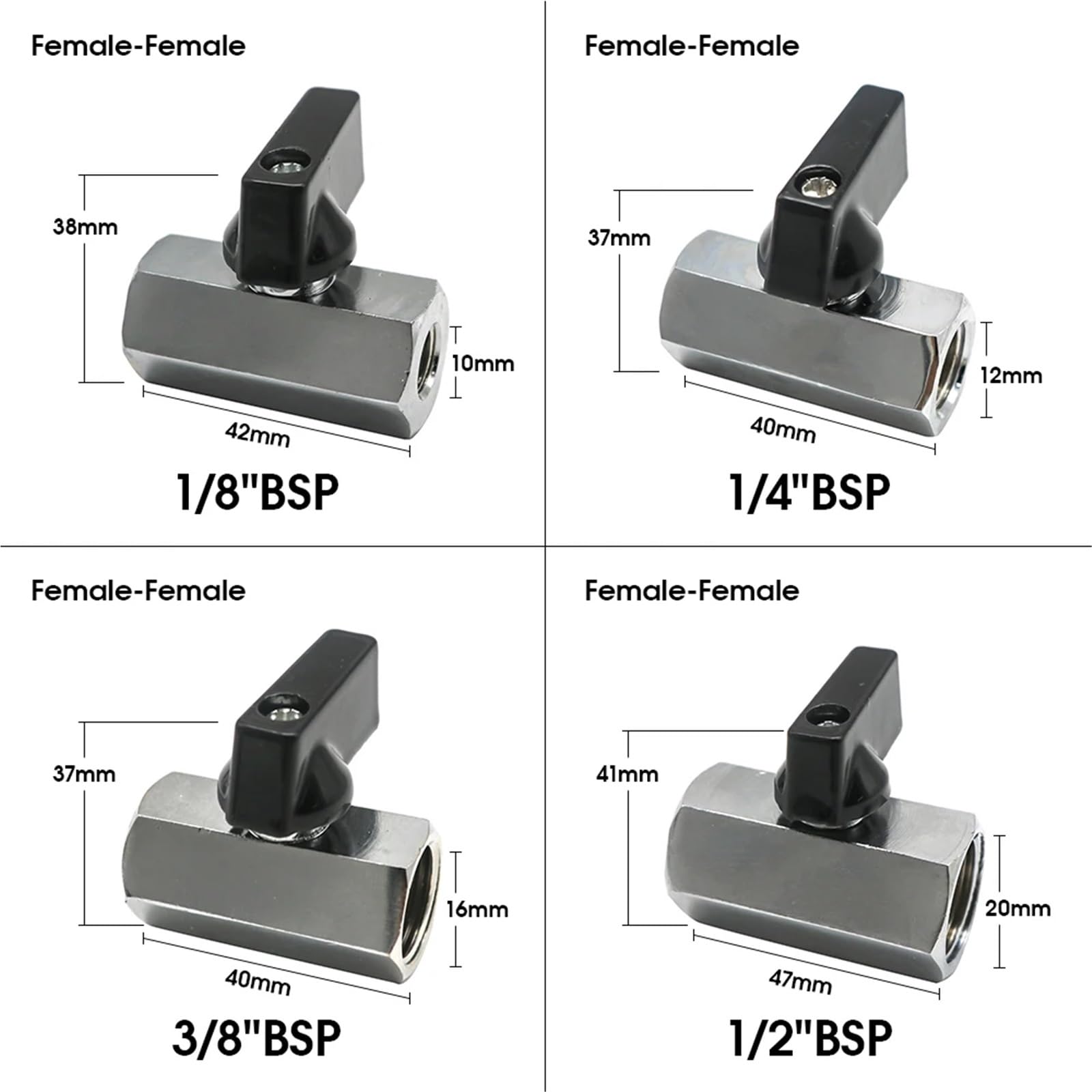 Valvola a sfera in ottone da 1/8" 1/4" 3/8" 1/2" filettata mini maschio-femmina valvola di intercettazione for compressore d'aria, acqua, gasolio(1/4",Male To Male)
