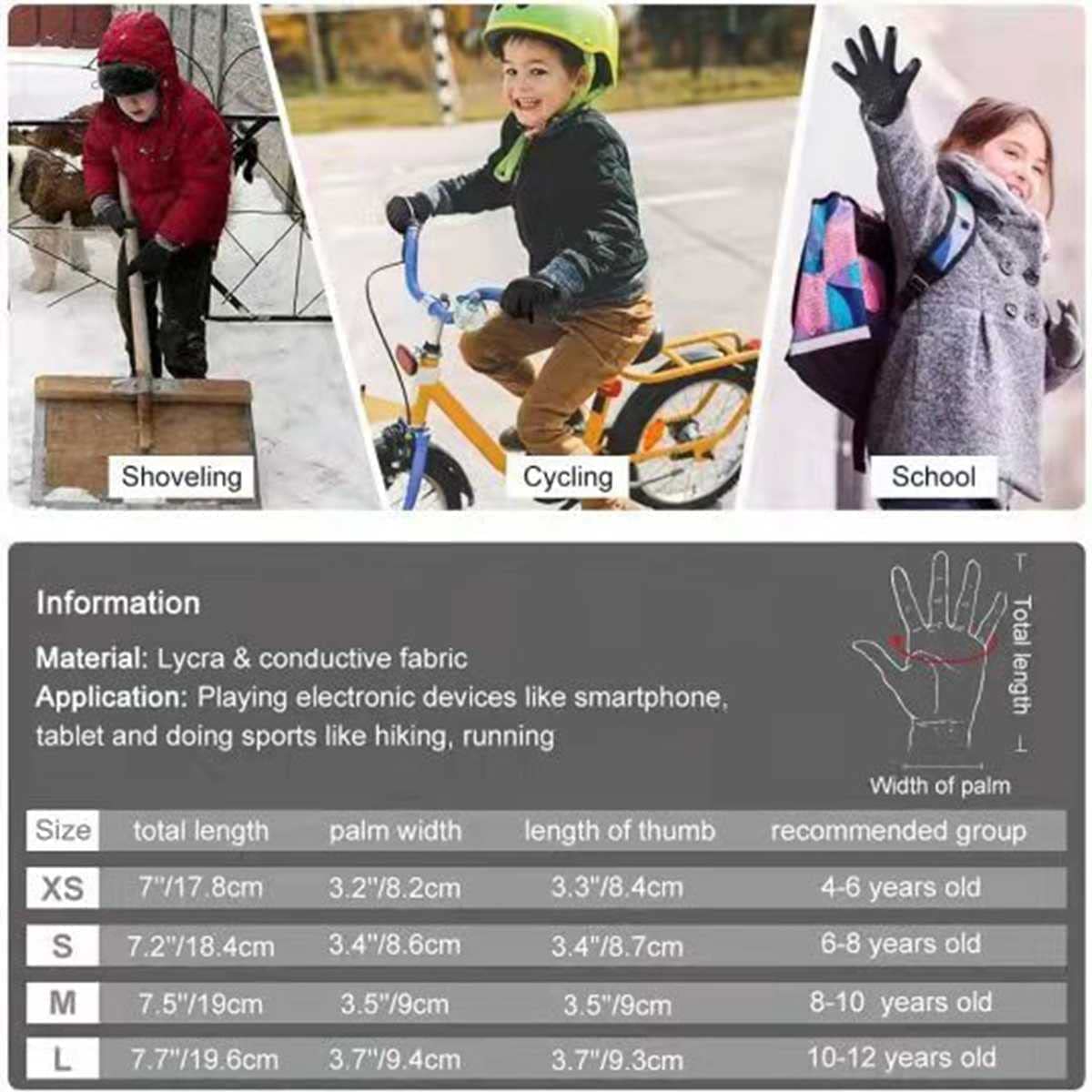 Habiba Mitones Guantes cálidos de Invierno, Mitones Reflectantes de Pantalla táctil, Guantes de Dedo Completo para Hombres y Mujeres para Deportes al Aire Libre, Negro Útil