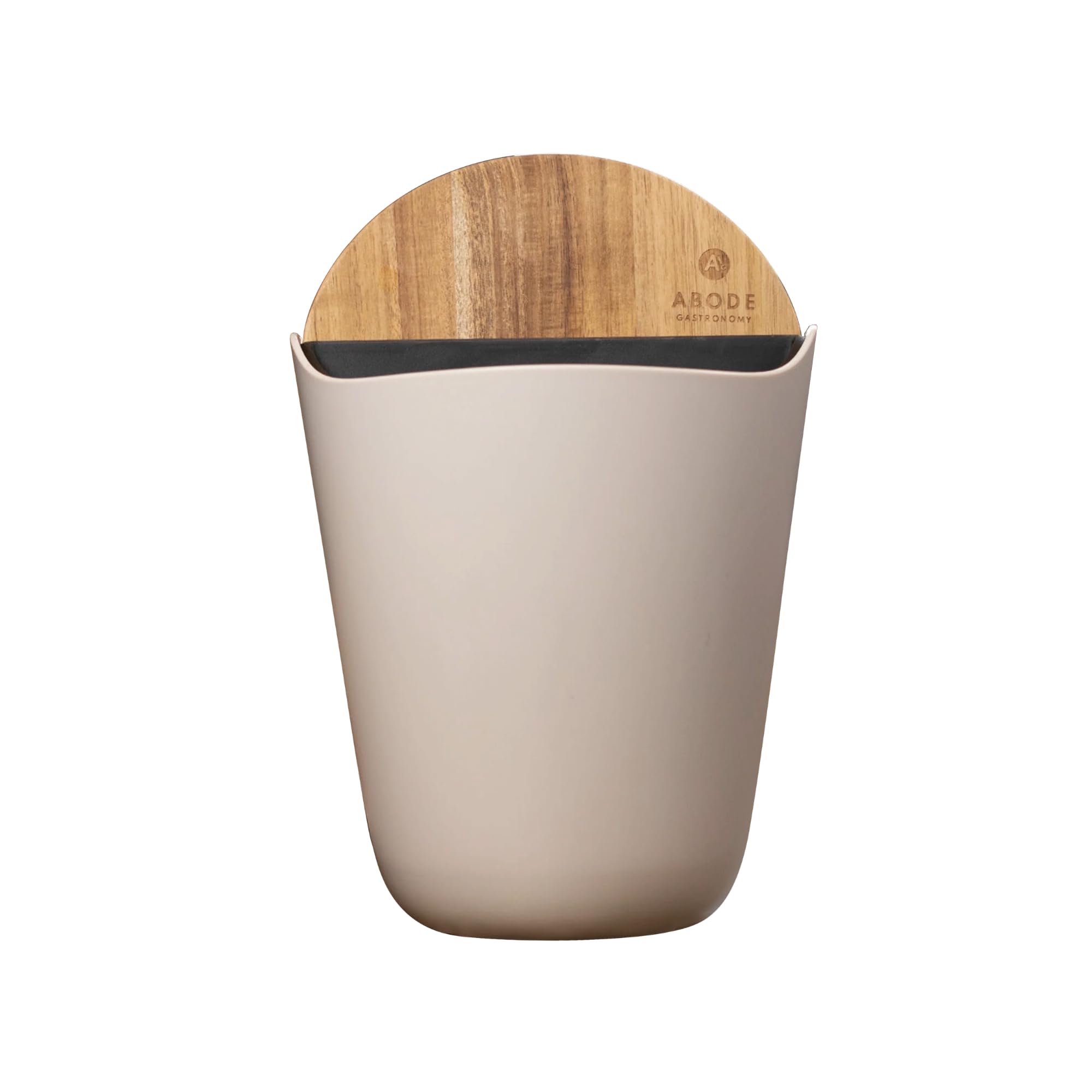 Abode Gastronomy Cream Kitchen Utensil And Knife Holder With Acacia Chopping Board,