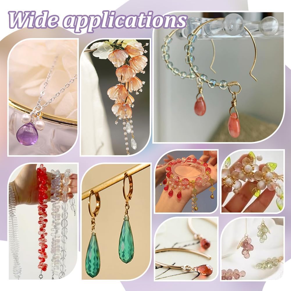 PH PandaHall 72pc 12 Color Crystal Dangle Charms: Transparent Glass Teardrop, Silver Wire Wrapped Dangle Bead Charms - Perfect for Jewelry Making - Image 6