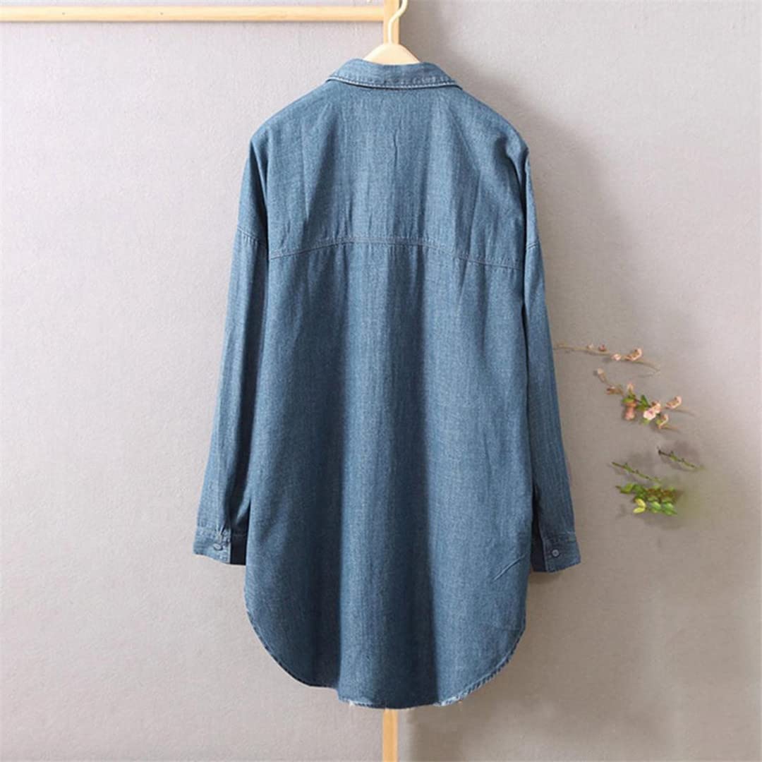 Camicia da donna a maniche lunghe con risvolto estivo tinta unita monopetto tinta unita
