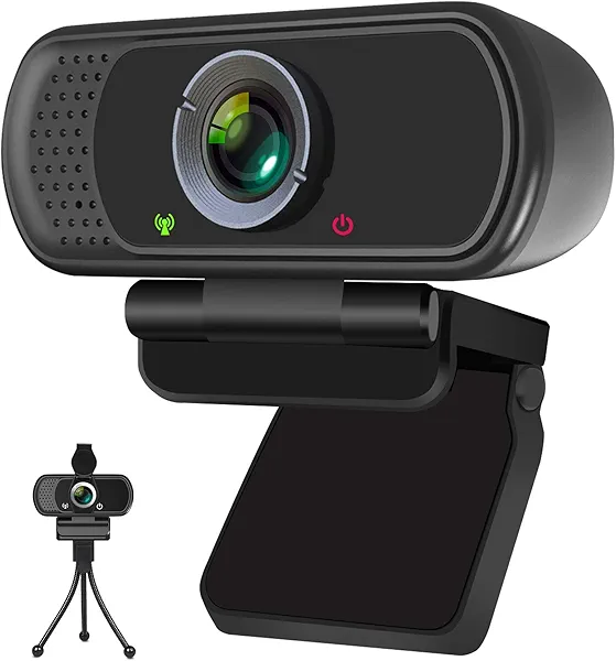 XPCAM Full HD 1080P Webcam with Privacy Shutter and Tripod, Pro Streaming Web Camera with Microphone, Widescreen USB Computer Camera for Laptop Desktop
