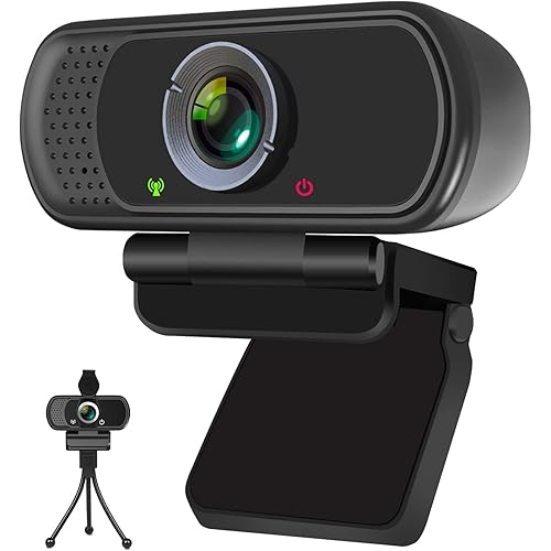 Full HD 1080P Webcam with Privacy Shutter and Tripod, Pro Streaming Web Camera with Microphone, Widescreen USB Computer Camera for Laptop Desktop